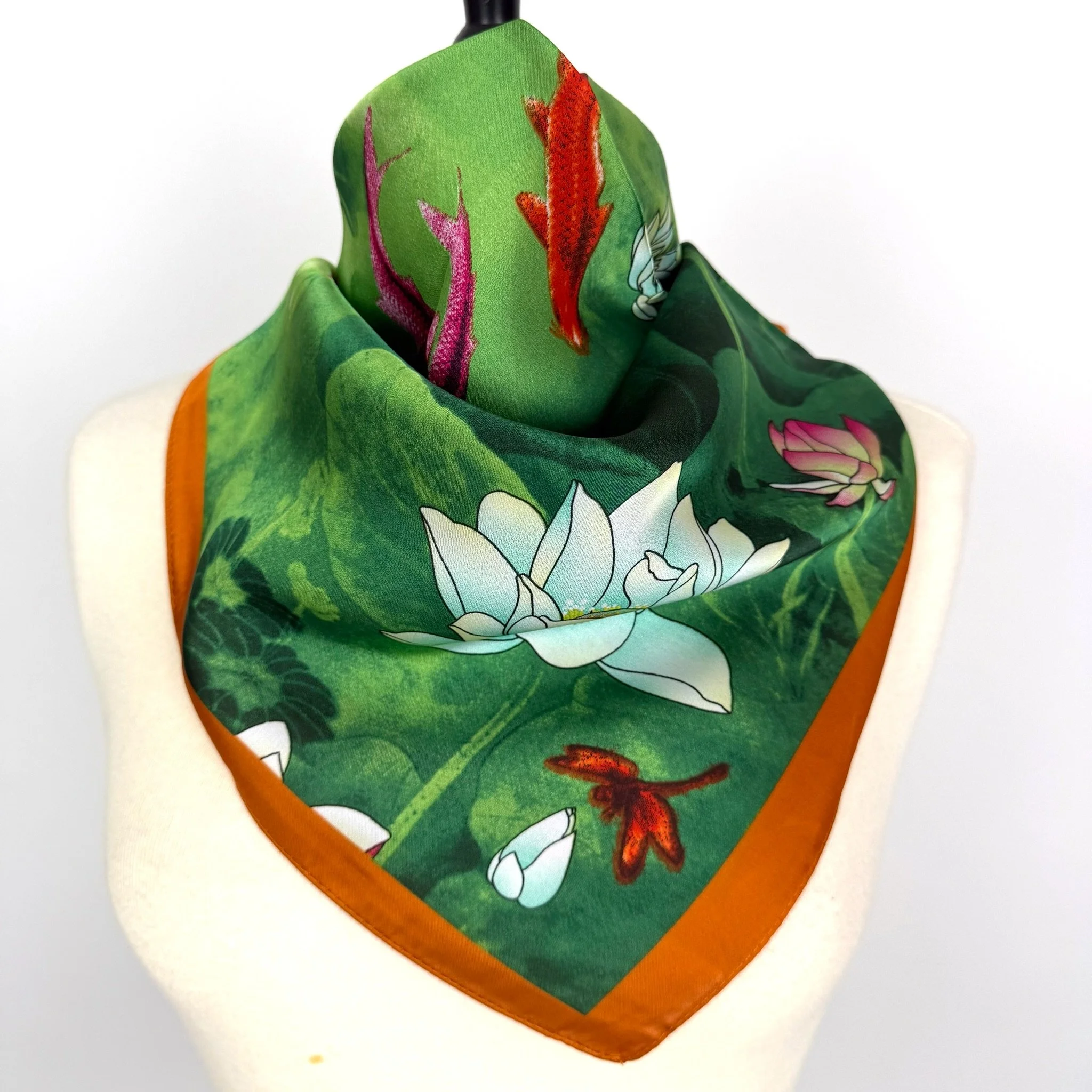 NECKERCHIEF Silk Square Scarf Lilly pond