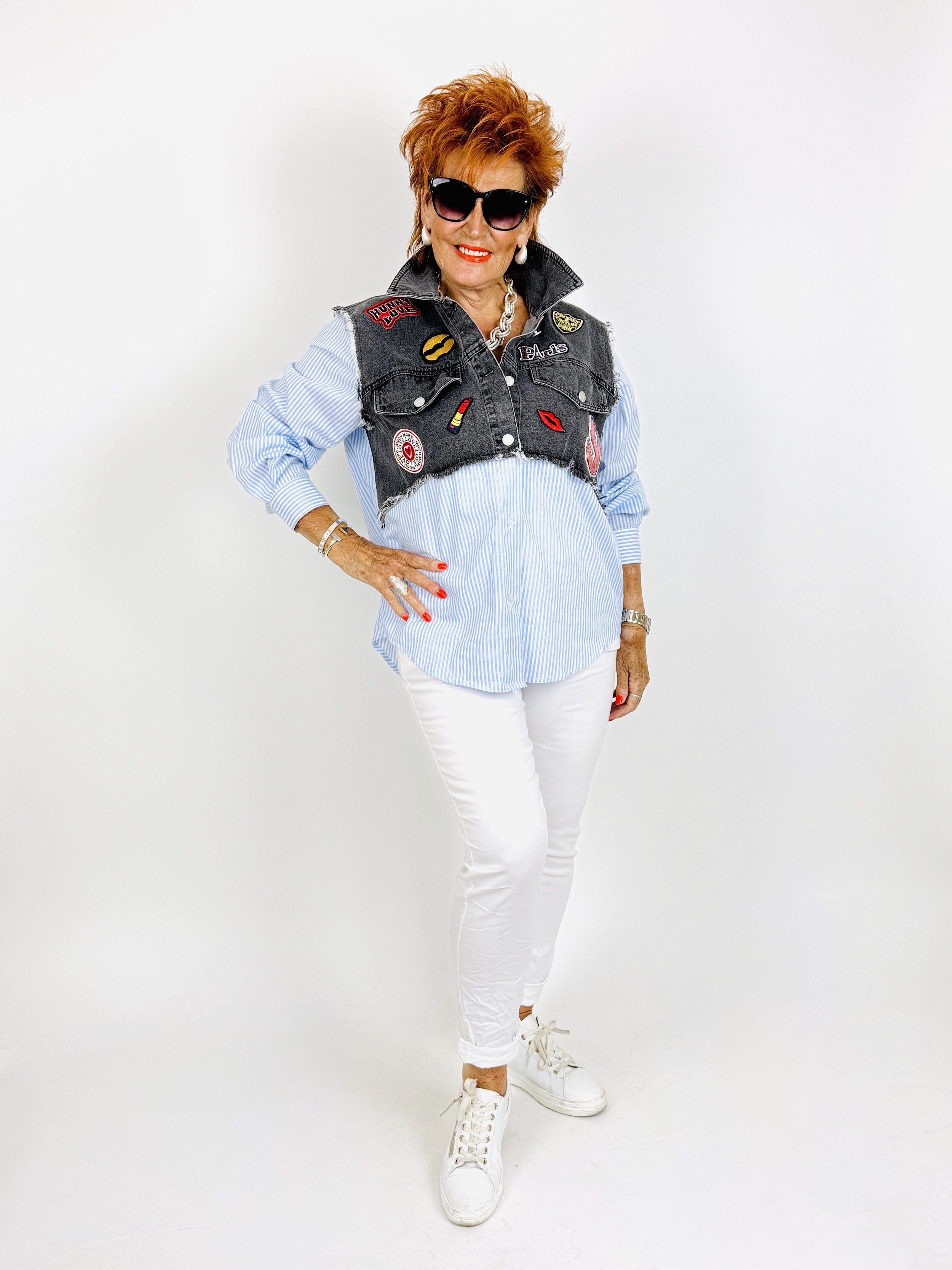PRISCILLA Embroidered Denim Shirt