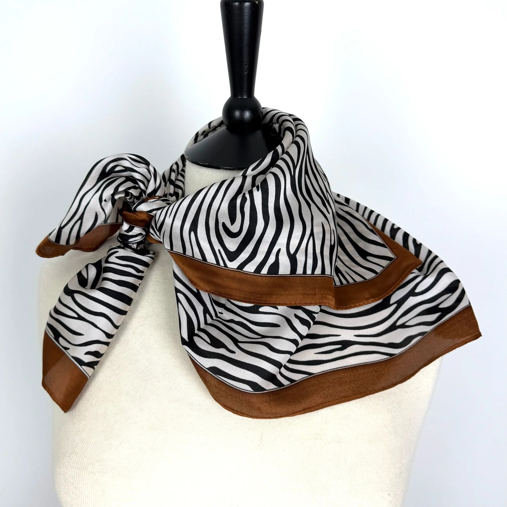 NECKERCHIEF Silk Square Scarf Zebra/Brown