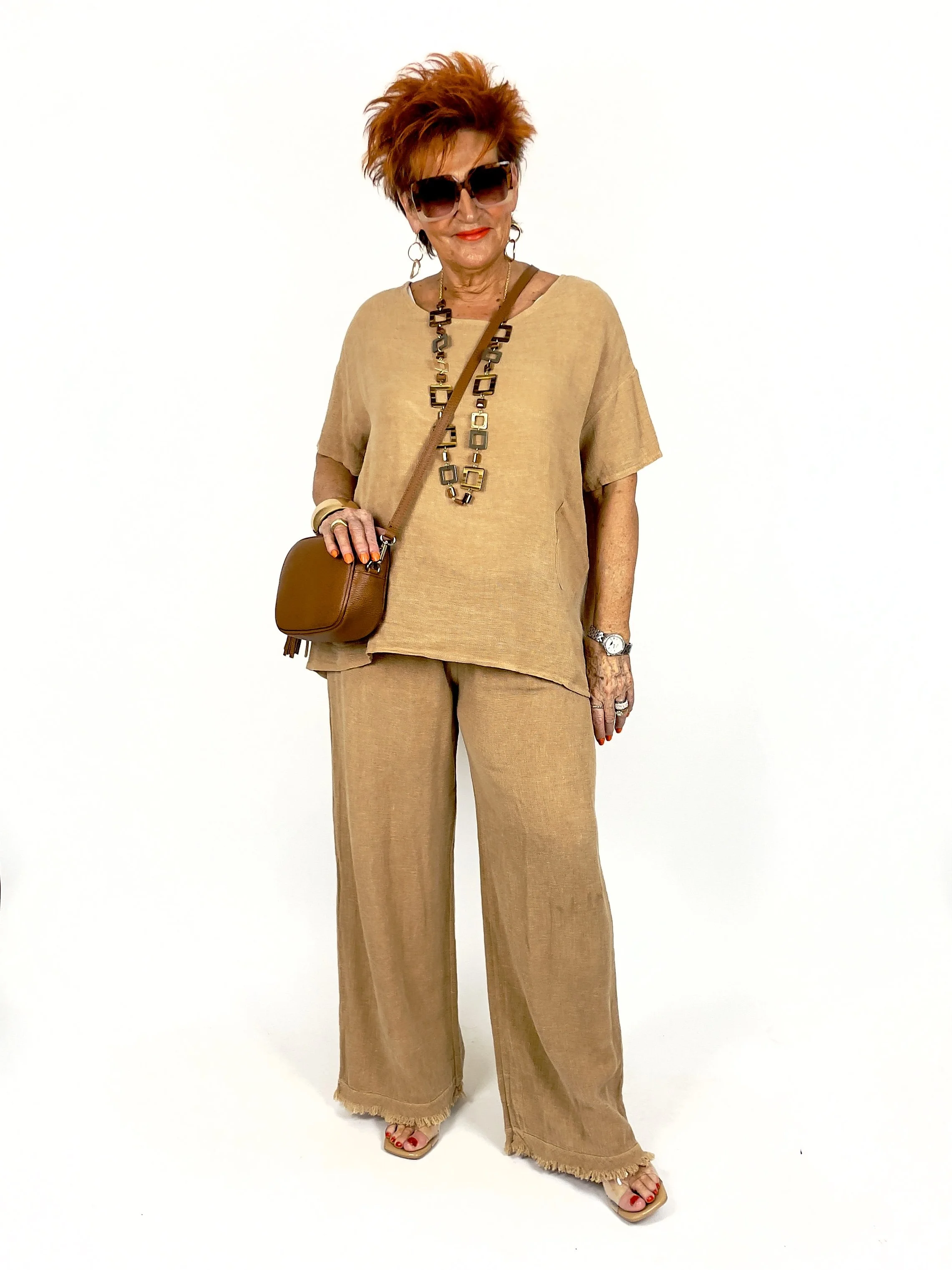 PETRA Waffle Linen Top