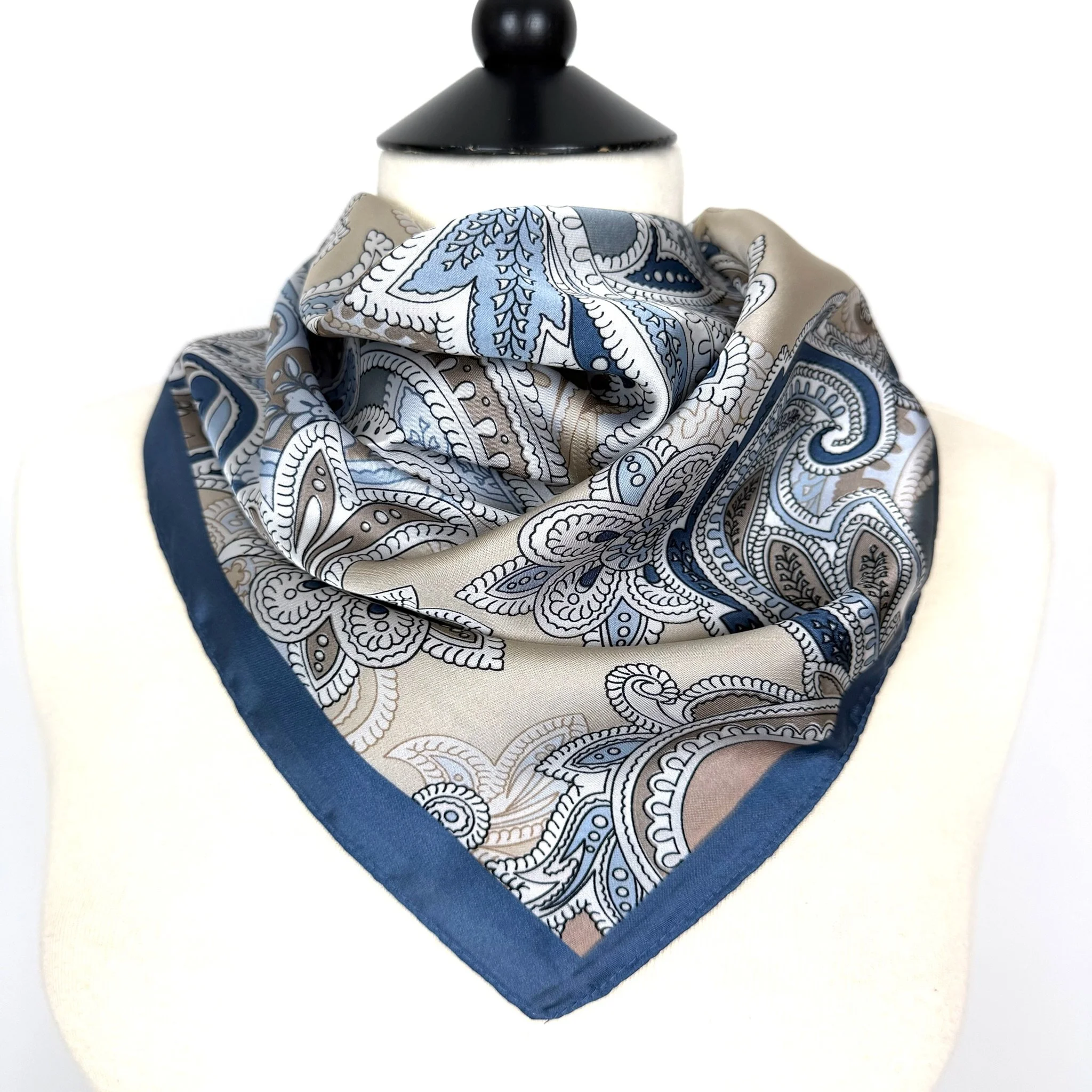 NECKERCHIEF Silk Square Scarf Denim