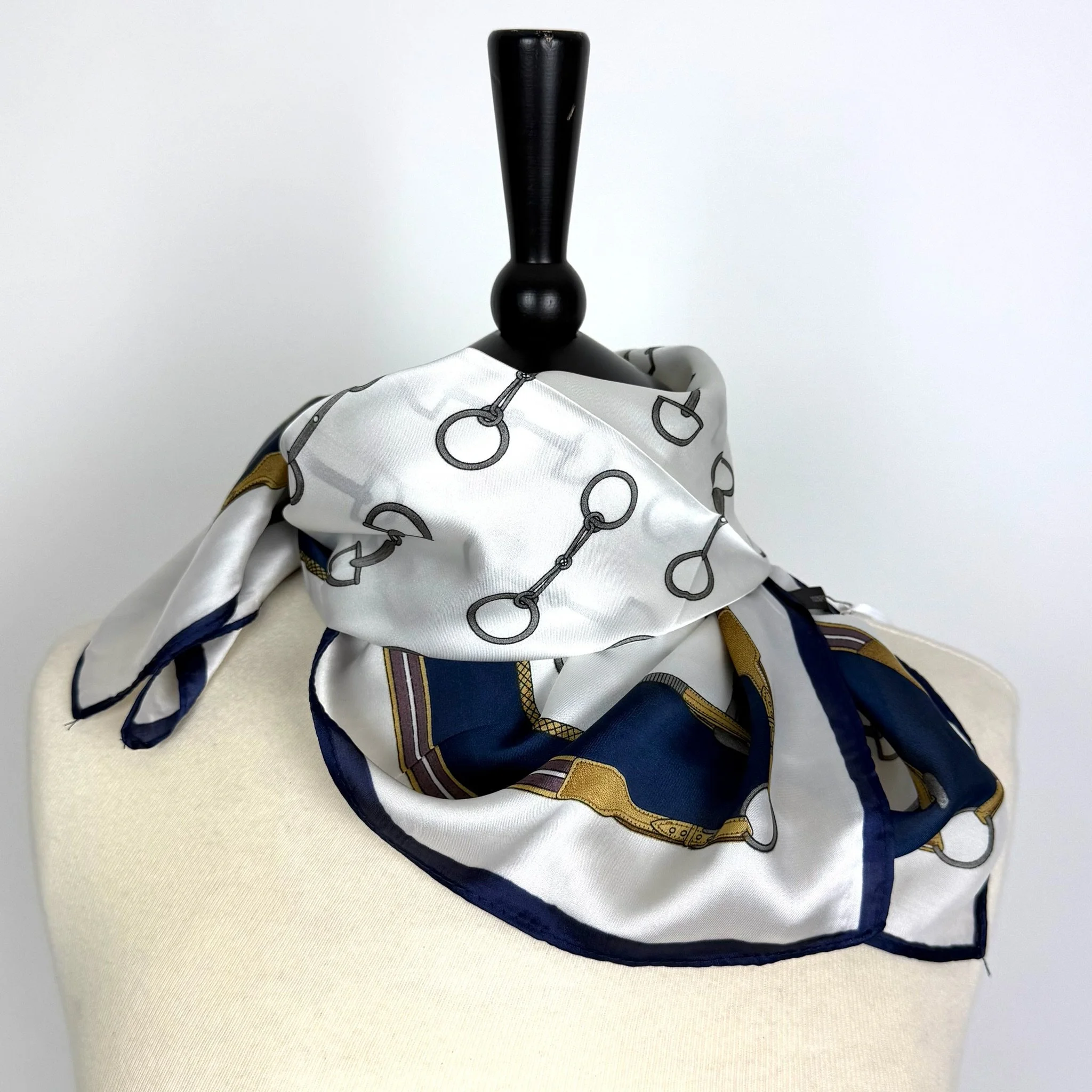 NECKERCHIEF Silk Square Scarf Navy/Stirrup