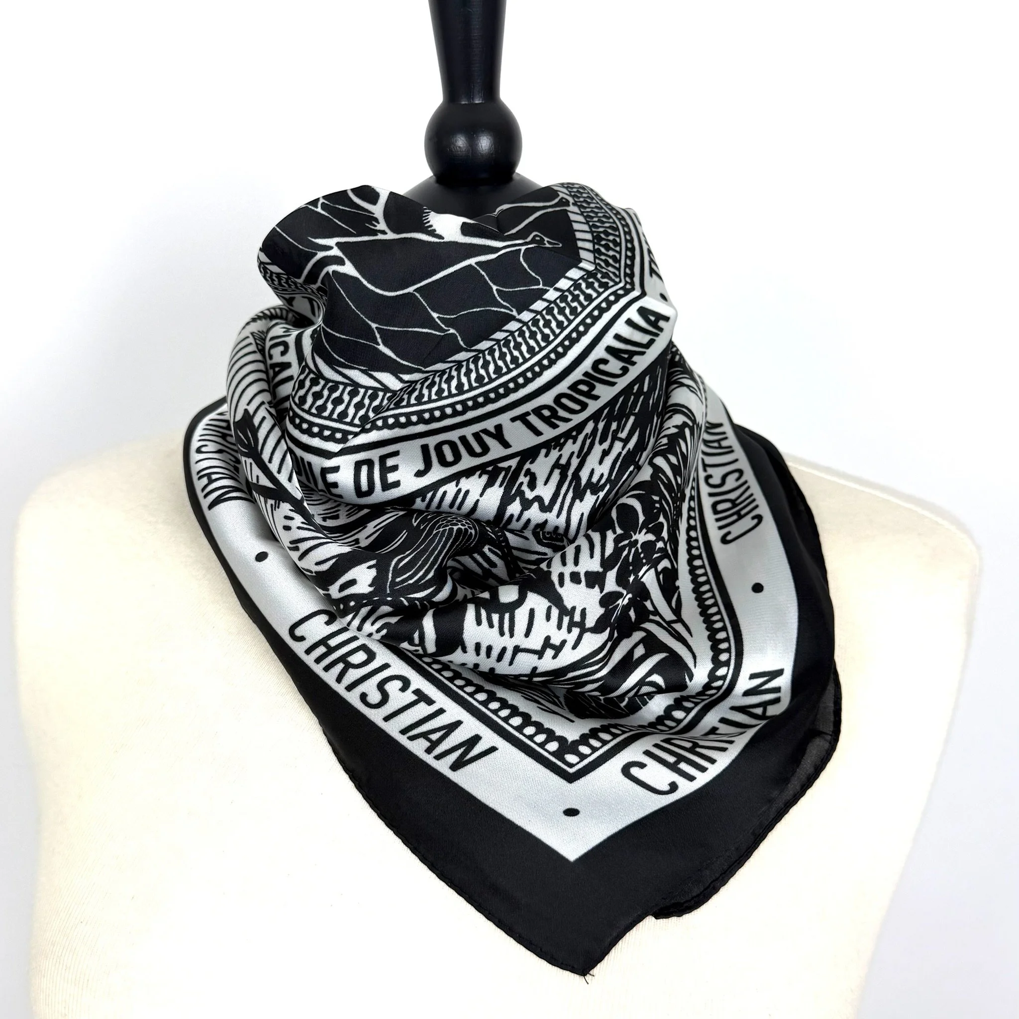 NECKERCHIEF Silk Square Scarf CHRISTIAN Black