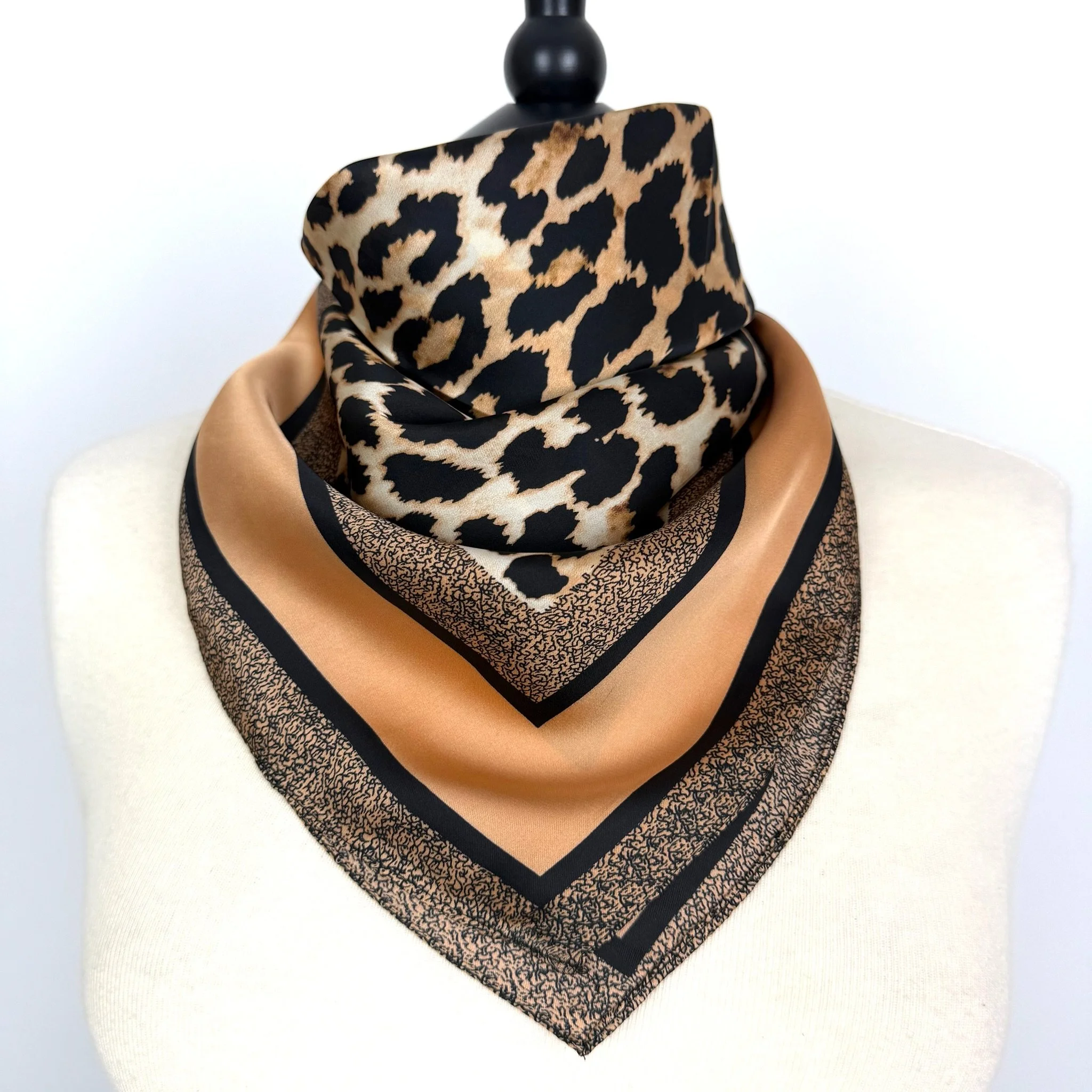 NECKERCHIEF Silk Square Scarf Leopard Print