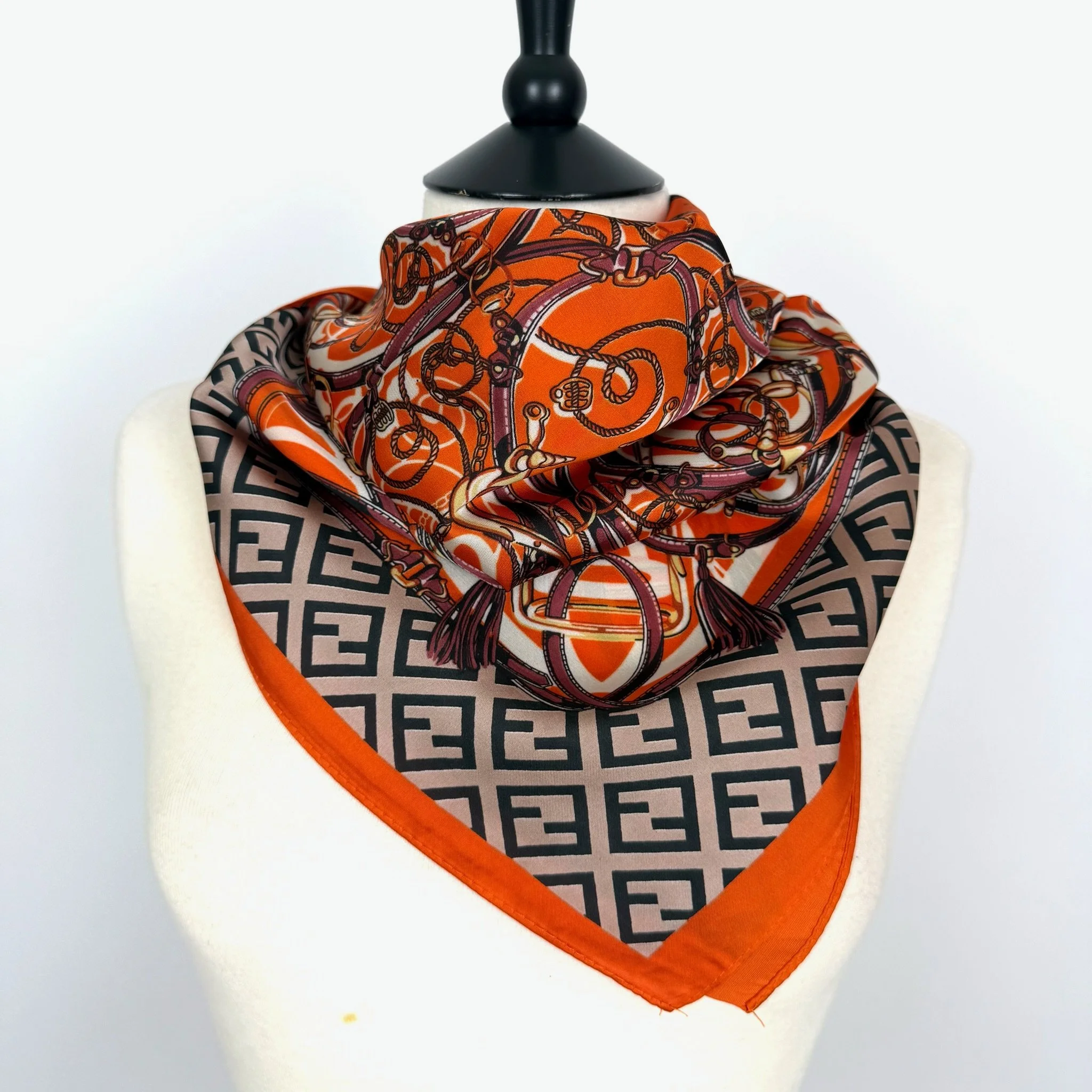 NECKERCHIEF Silk Square Scarf Orange