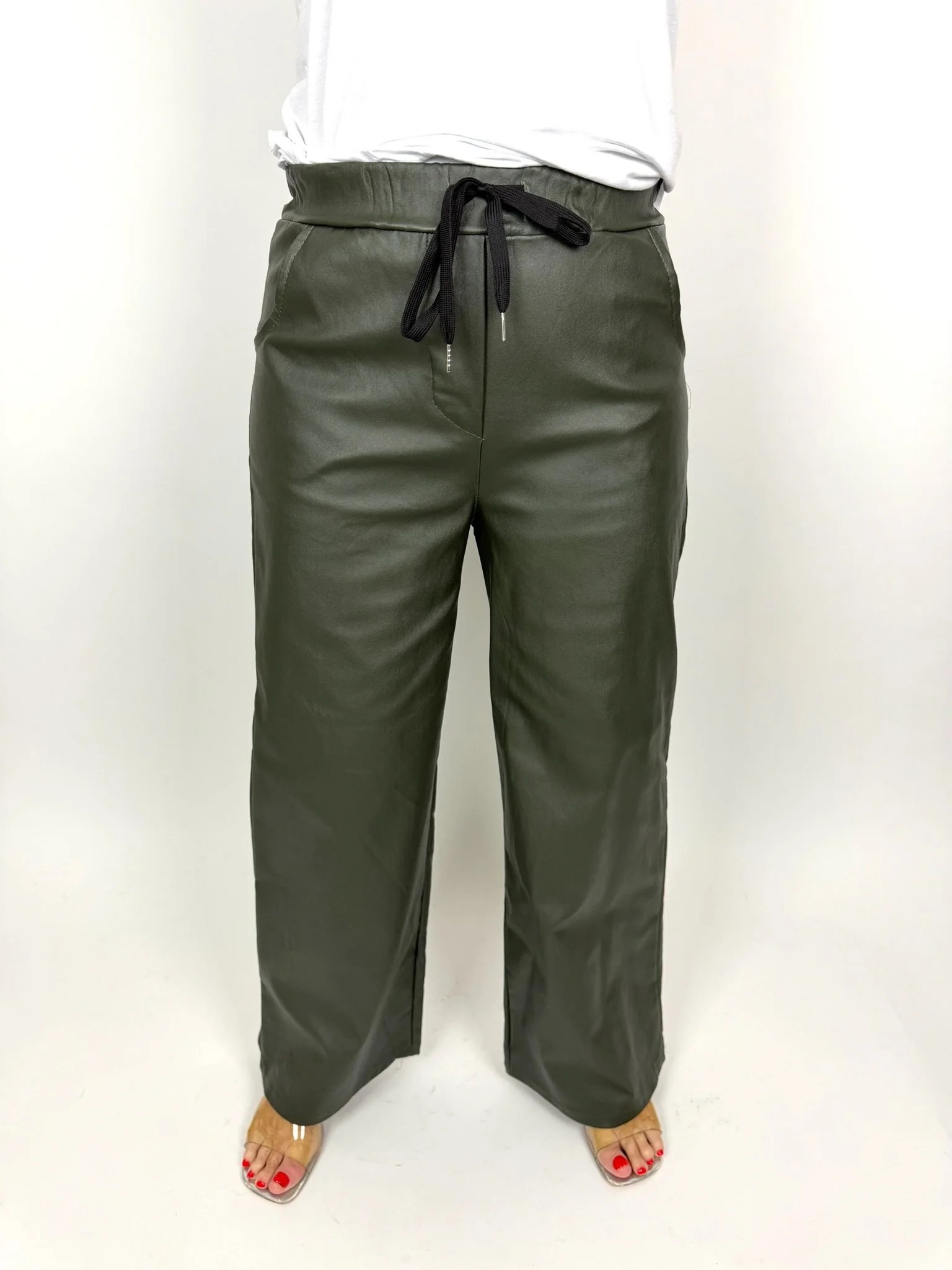 ASTA Wide Leg Faux Leather Trousers