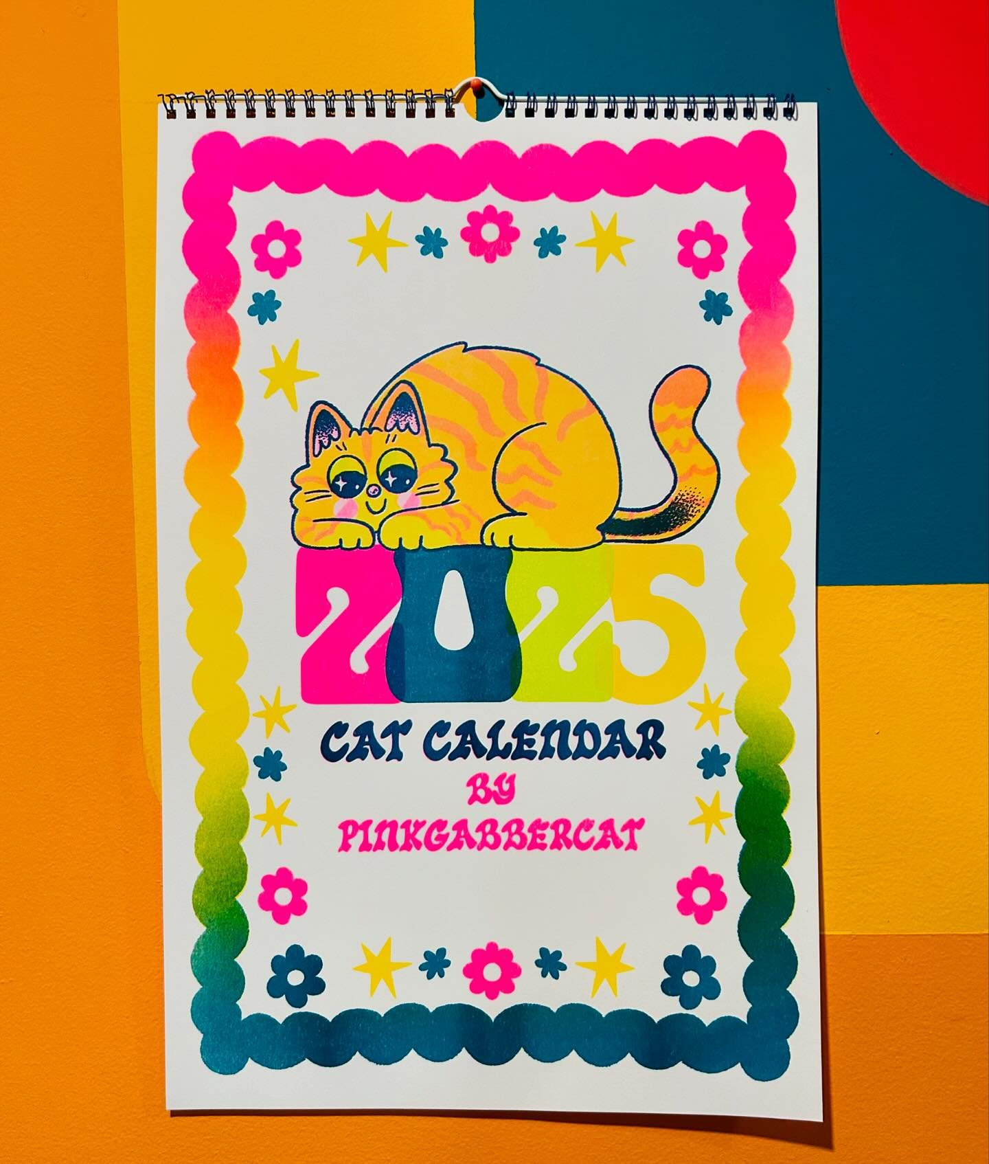 I&rsquo;m making a calendar! This is a big undertaking for me so I am opening preorders now ❤️. It will feature 12 3 color riso prints of cowboy, fairy, and space cats! Hand bound with wire and calendar hanger❤️ they will ship out in mid/late Novembe