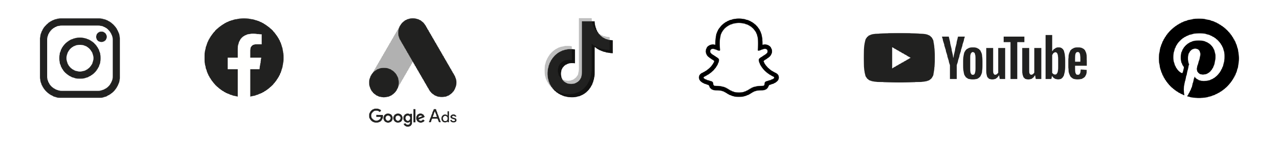 Instagram, Facebook, Google Ads, TikTok, Snapchat, YouTube, Pinterest