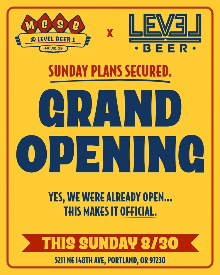 MidCity SmashedBurger Level Beer 1 grand opening event promotional poster in Portland Oregon
