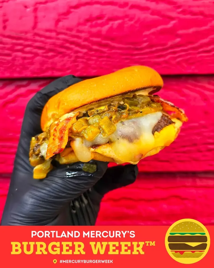 MidCity SmashedBurger Portland Burger Week promotional graphic featuring a smash burger