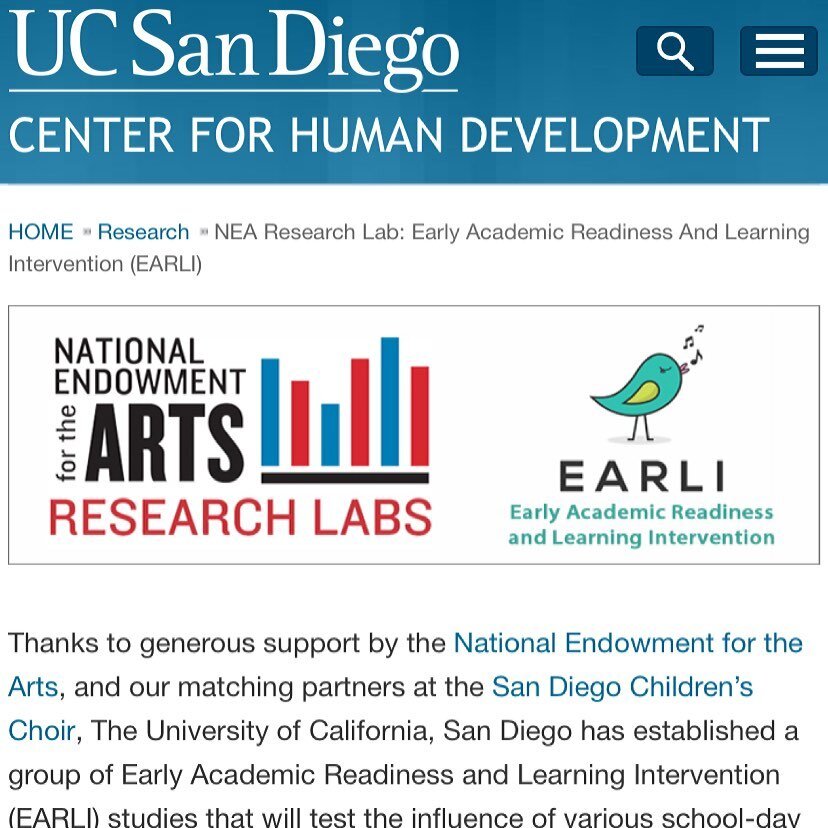 We have new updates on our NEA Research Lab EARLI project website, including links to recent talks and other resources about music, health and education: https://chd.ucsd.edu/research/NEA/resources.html 

Please feel free to ask us if you have any qu