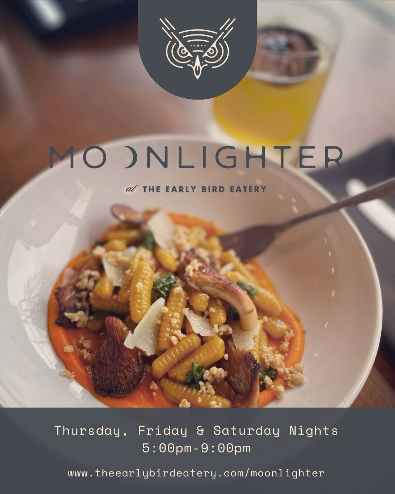 It&rsquo;s almost the weekend! Make your reservation now for @moonlighter_at_the_earlybird!

#freshpasta #cavatelli #oystermushrooms #veggiefood #goodfood #nightmoves #moonlighter #dtsouthbend