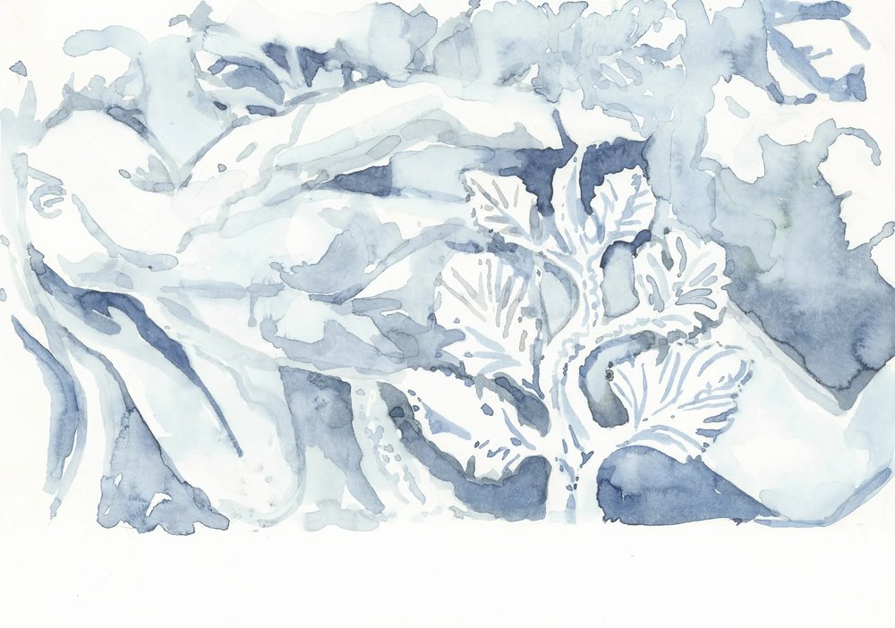 After Gislebertus Eve 1130 2025 Watercolour on Paper 29.7x21cm Clare Thackway