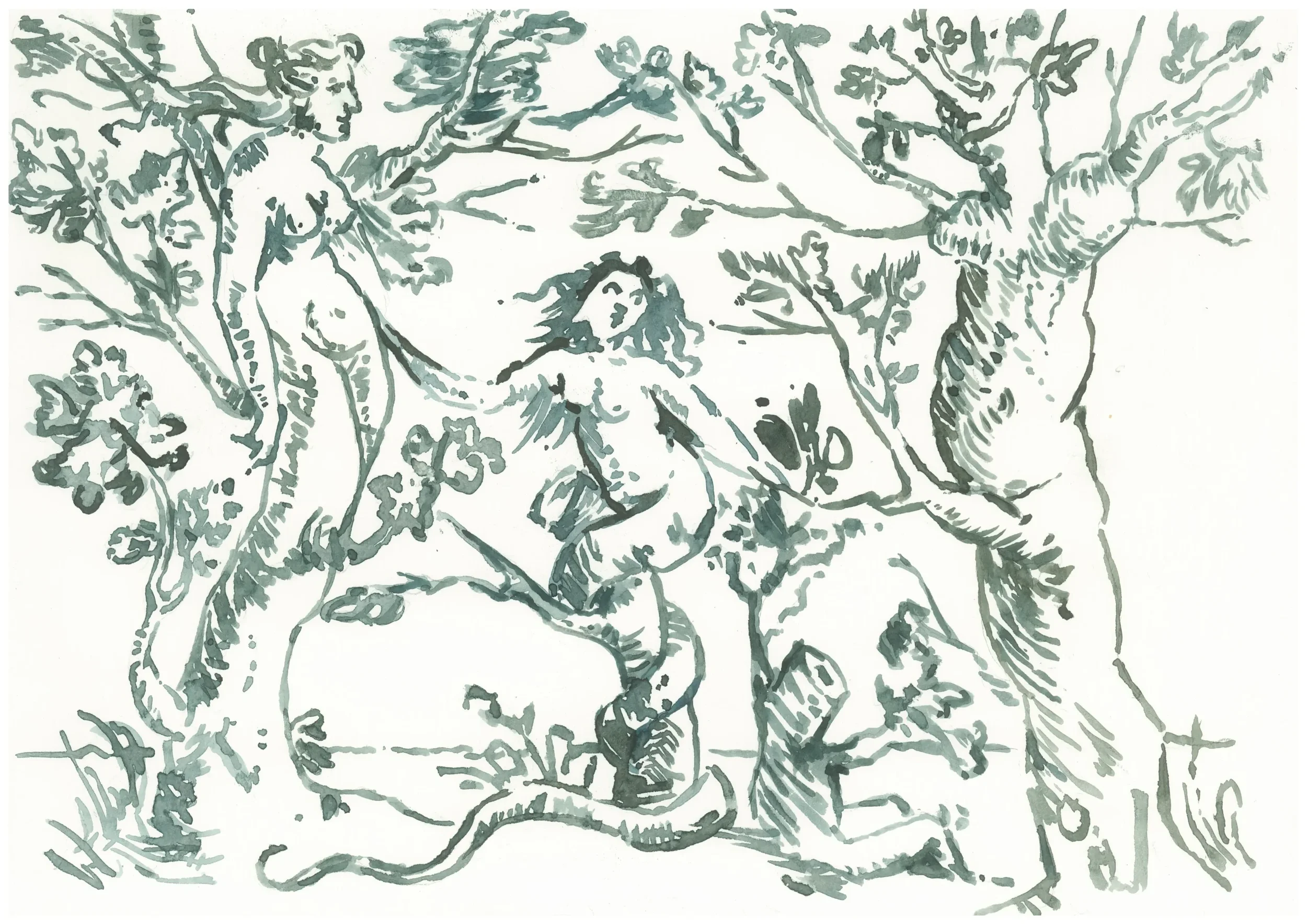 Eve Story Found in Photo collection, Warburg Instiute 2025 Watercolour on Paper 29.7x21cm Clare Thackway