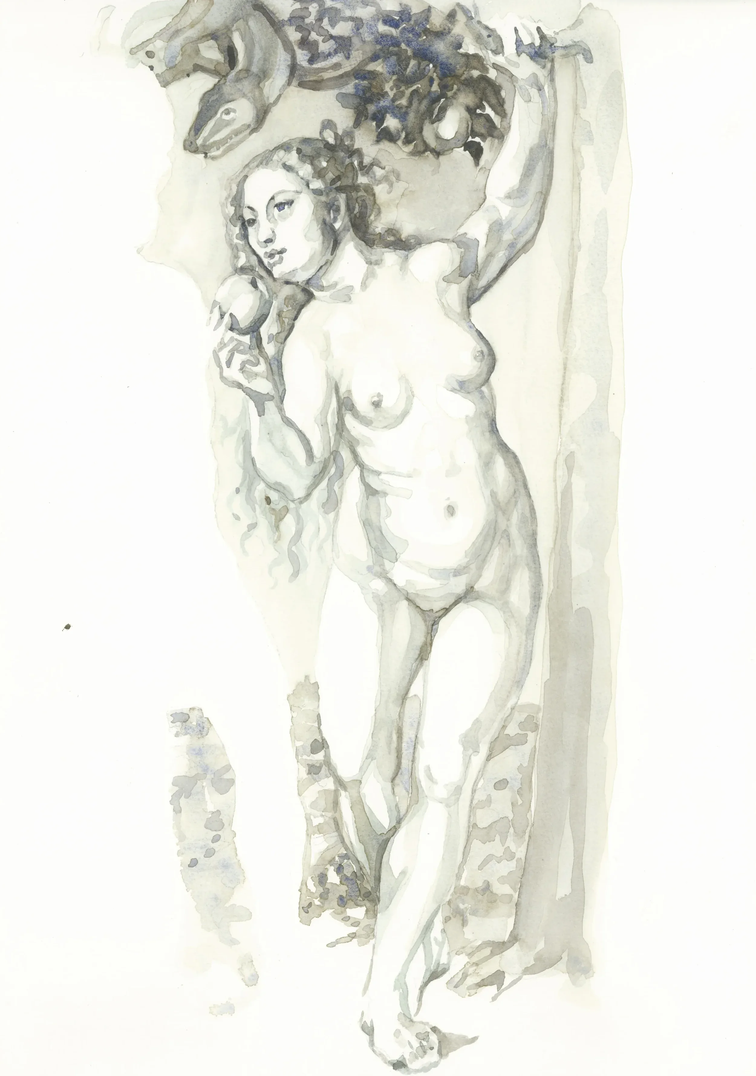 After-Jan-Gossaert-Der-Sündenfall-1520-1535-2025-Watercolour-on-Paper-21x29.7cm-Clare-Thackway.webp
