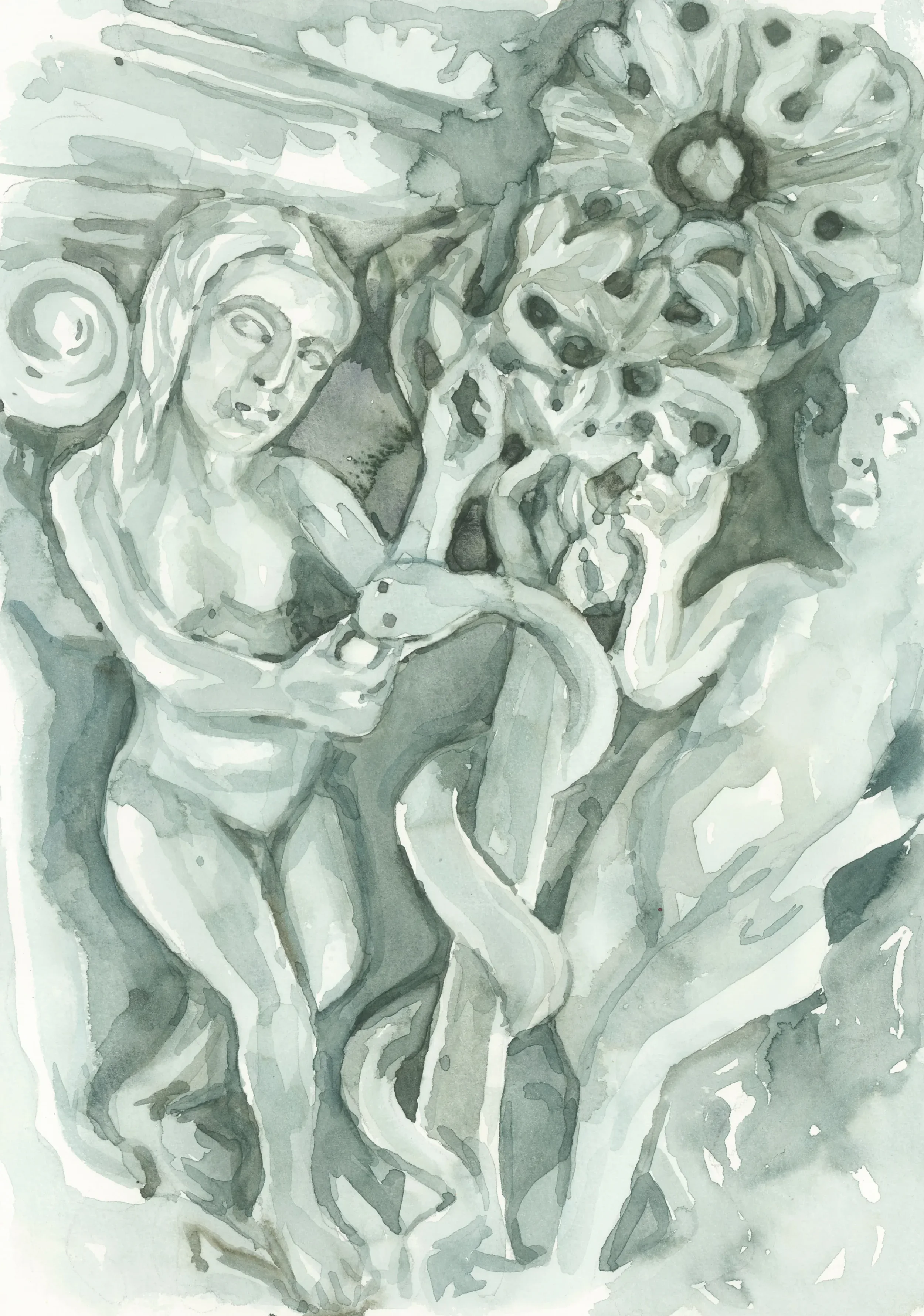 After-Stone-carving-in-Monreale-Cathedral-Fall-of-Man-1174-1189-2025-Watercolour-on-Paper-21x29.7cm-Clare-Thackway.webp