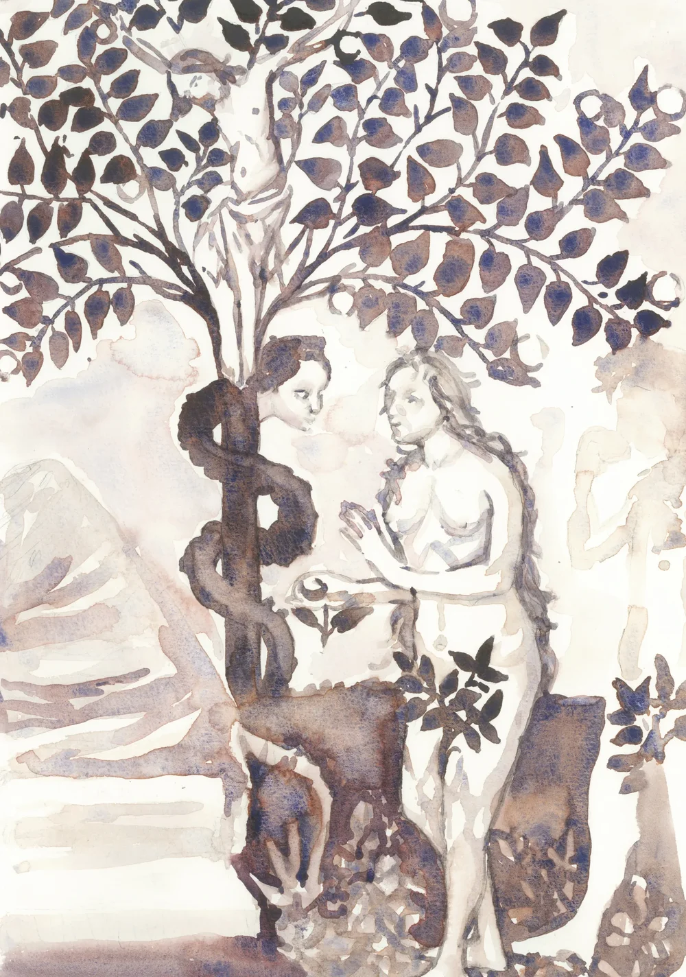 After Michele di Matteo Dream of the Virgin 1440 2025 Watercolour on Paper 21x29.7cm Clare Thackway