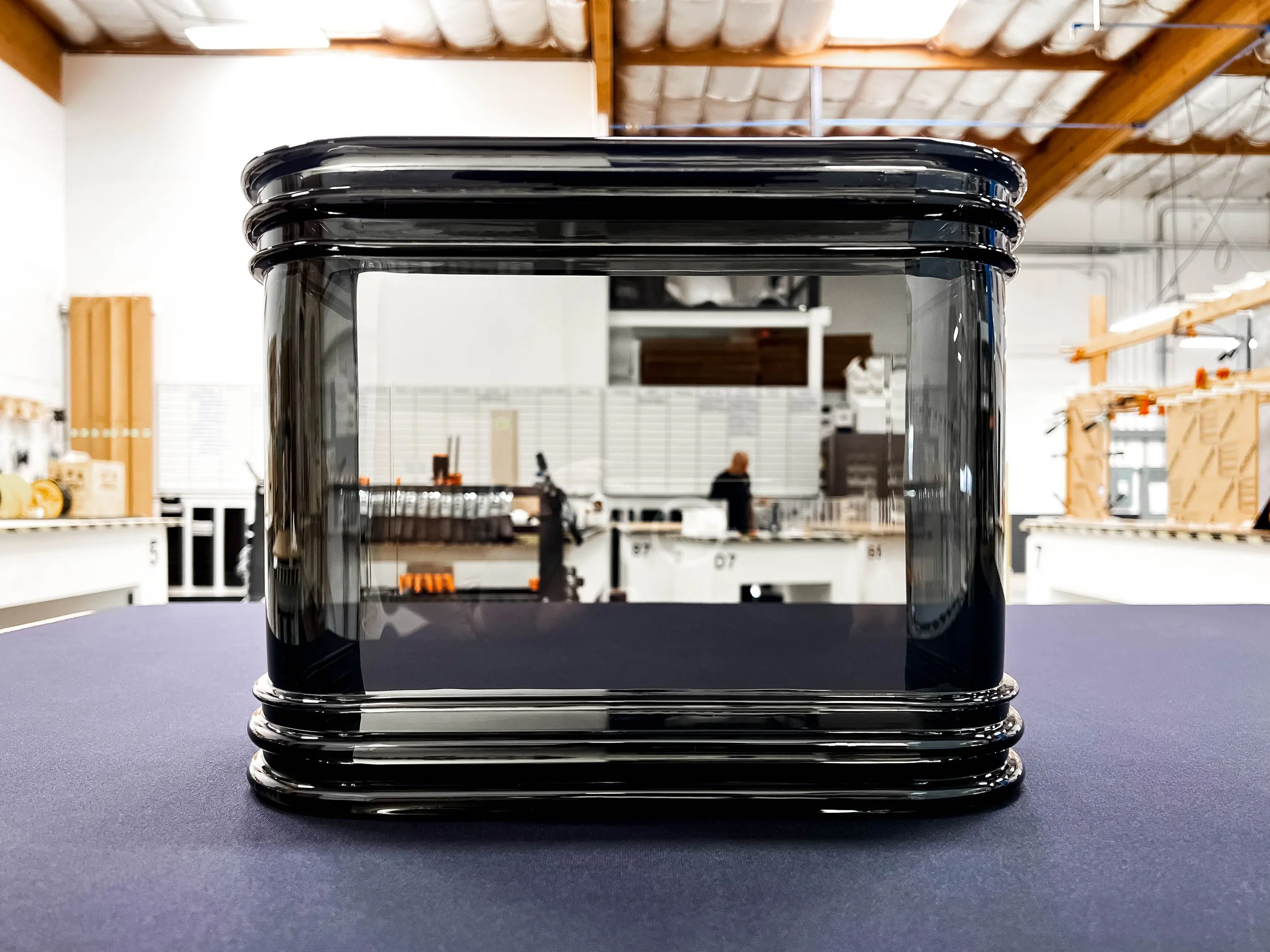 Thermoformed acrylic cover with CNC trimming and drilled holes for accurate fit and repeatable assembly.