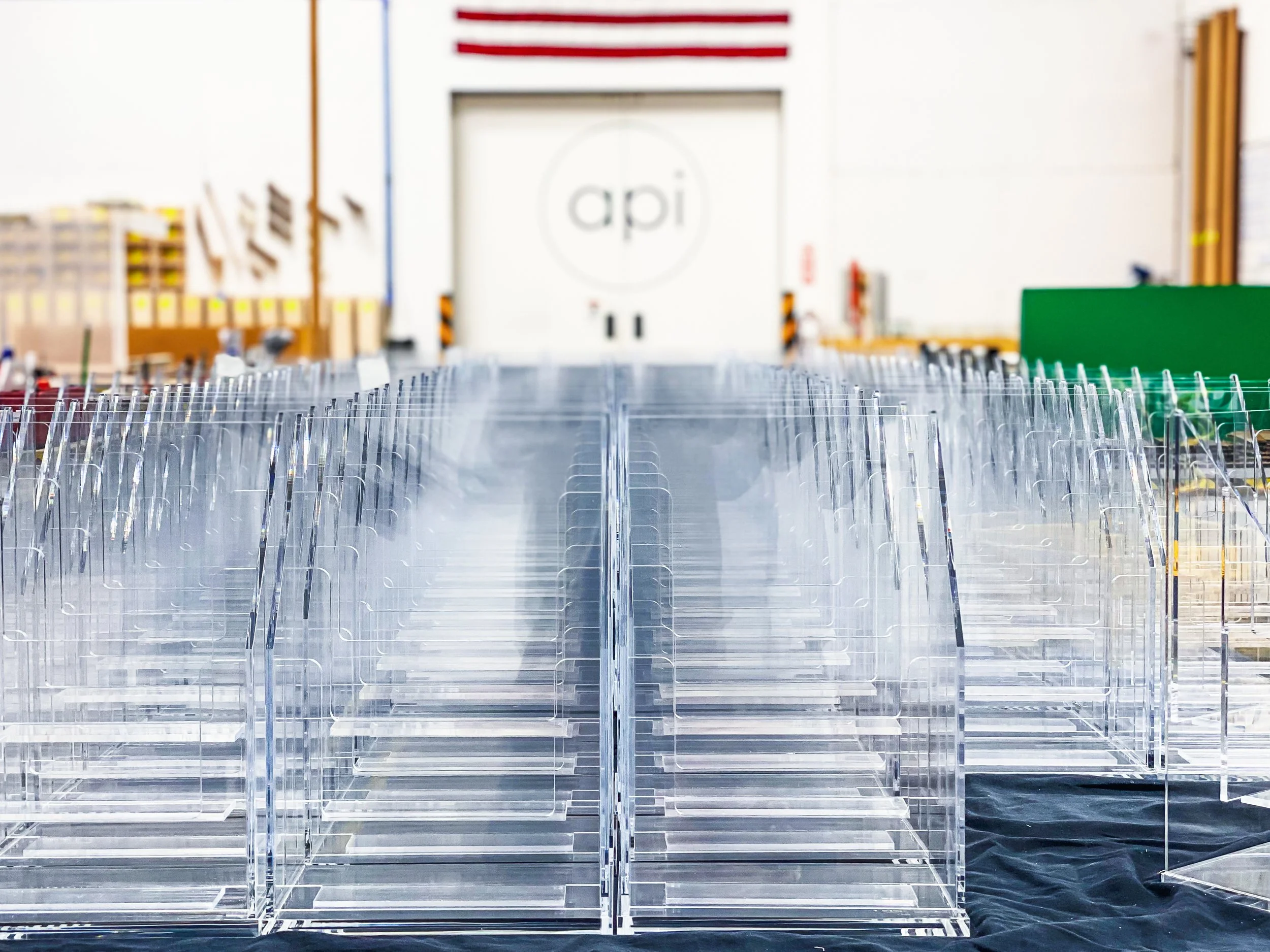 Clear acrylic components bonded in a repeat production run with consistent geometry and seam quality across units.