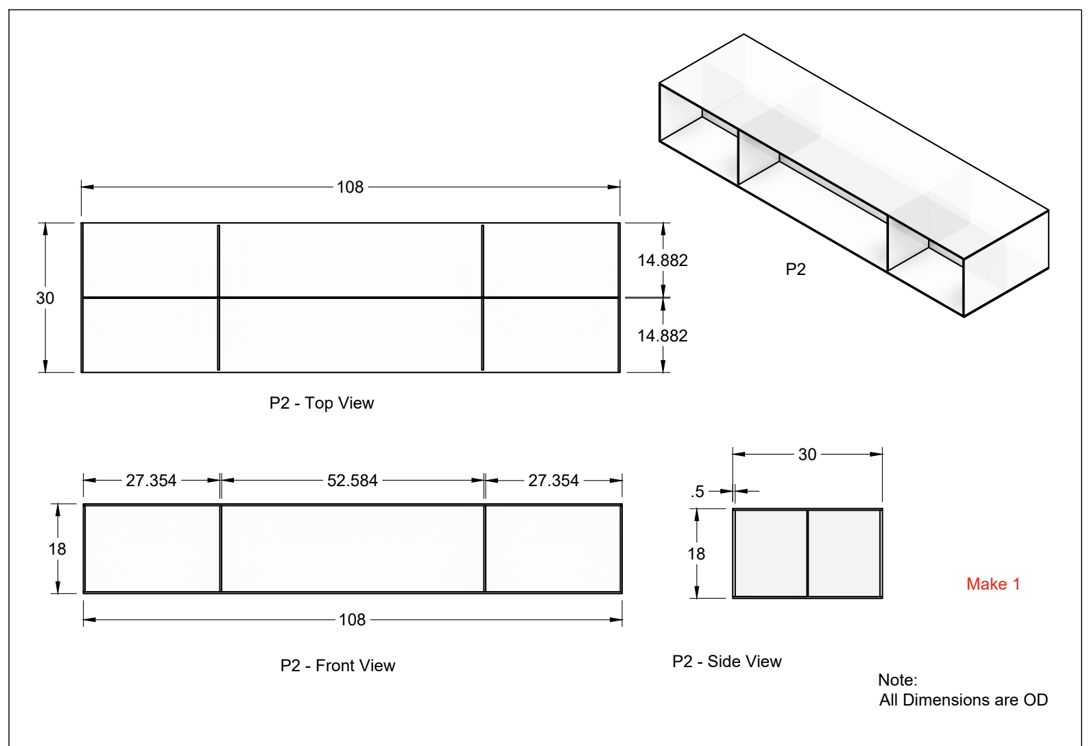 Detailed shop drawings with part dimensions for a modular pedestal called out.