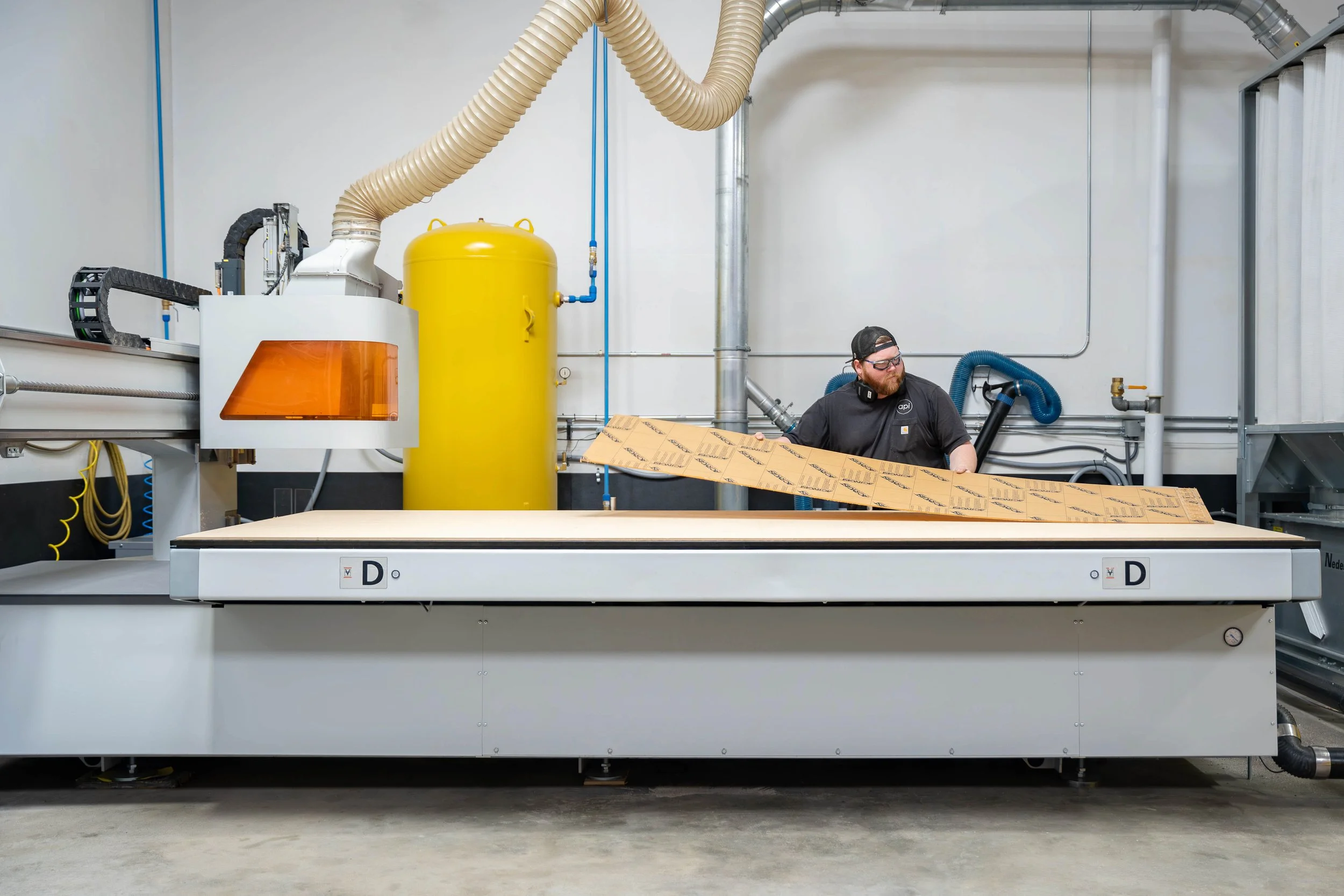 3-axis CNC milling with a 5′ × 12′ bed, built for flat panels, parts, and repeat production runs.