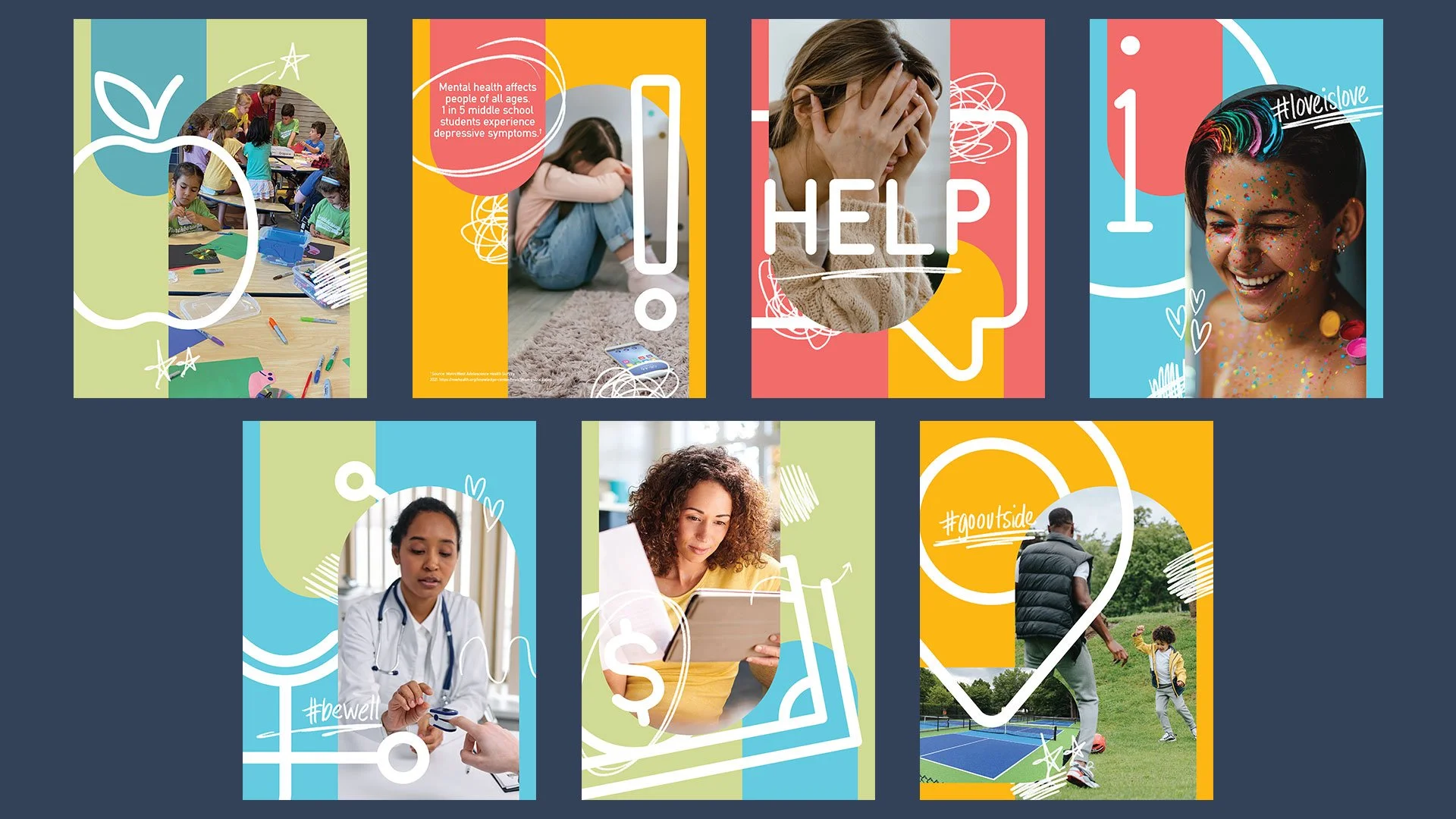 If you live in Northborough, MA you may recognize these from your Be Well community directory. These section dividers are an eye-catching blend of streamlined iconography and fun doodle accents.