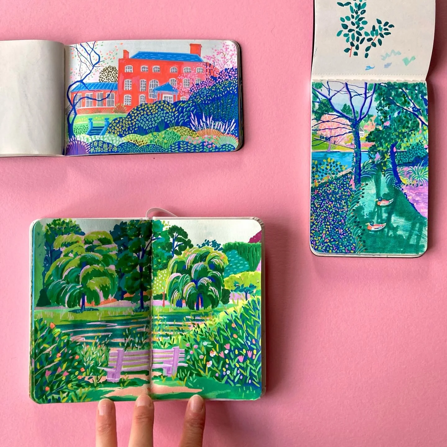 Some pages from my @moleskine and @royaltalens sketchbooks. This includes two illustrations that were developed into artworks and prints for my shop and one commission. 
#smallartbusiness #sketchbookart #markerpenart illustrator #poscapens