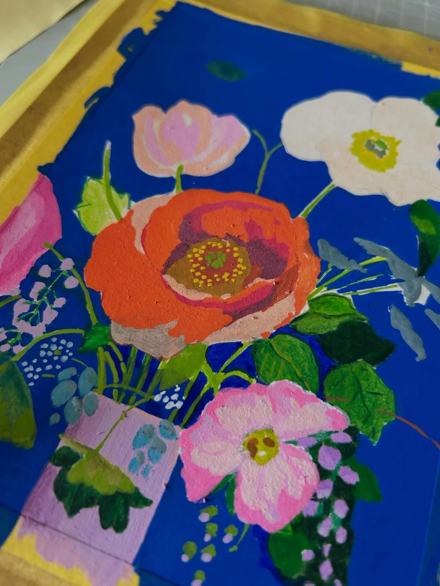 The stages of &lsquo;Summer Bouquet&rsquo;. This came about as a present for a lovely friend. It was one of the first floral designs I did for my 2026 Calendar.
I have one Calendar left and I sell this artwork as a print. Would you like to see it on 