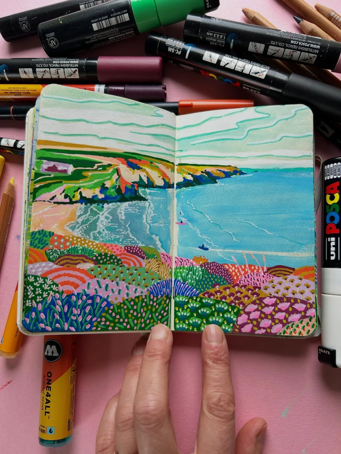 Sketchbooks in amongst all of my art materials. This includes @posca_uk @molotowheadquarters @shuttleart_official @tombowusa @carandache Luminance pencils. This is one of my @royaltalens sketchbooks xx