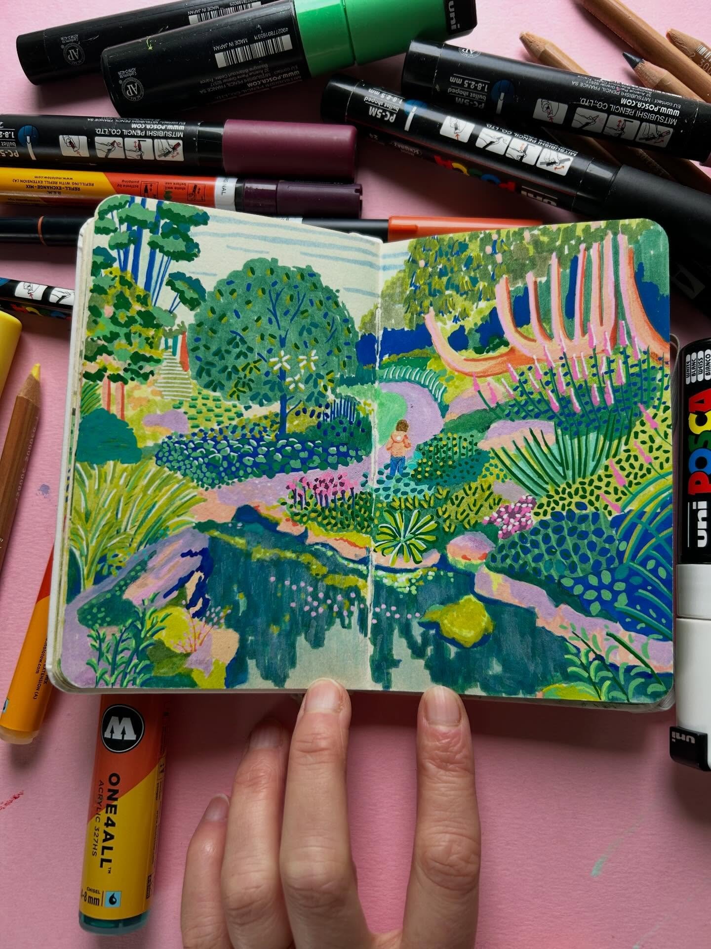 Sketchbook spreads part 3. A mix of commissions and personal adventures local and far away.
I love depicting all of the intricate colour and patterns I see around me.
#illustration #markerpenart #colourfulart #penart #mixedmediaartwork