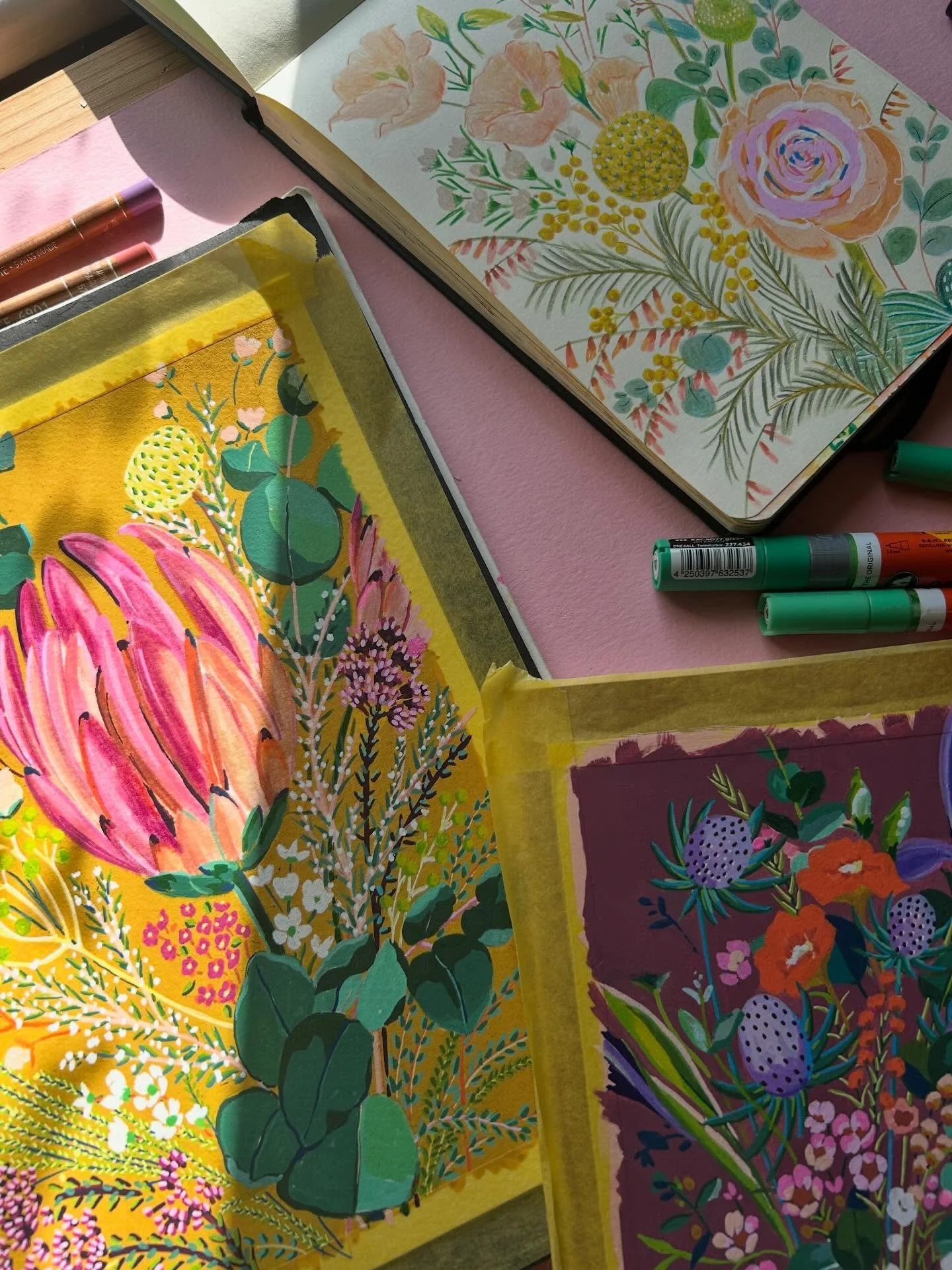 The journey of my Floral collection. I wanted to work on a collection of florals for a while. Before my work as a marker pen illustrator I worked in London as a Textile print designer. I&rsquo;ve always loved colour and pattern and my degree in Illus