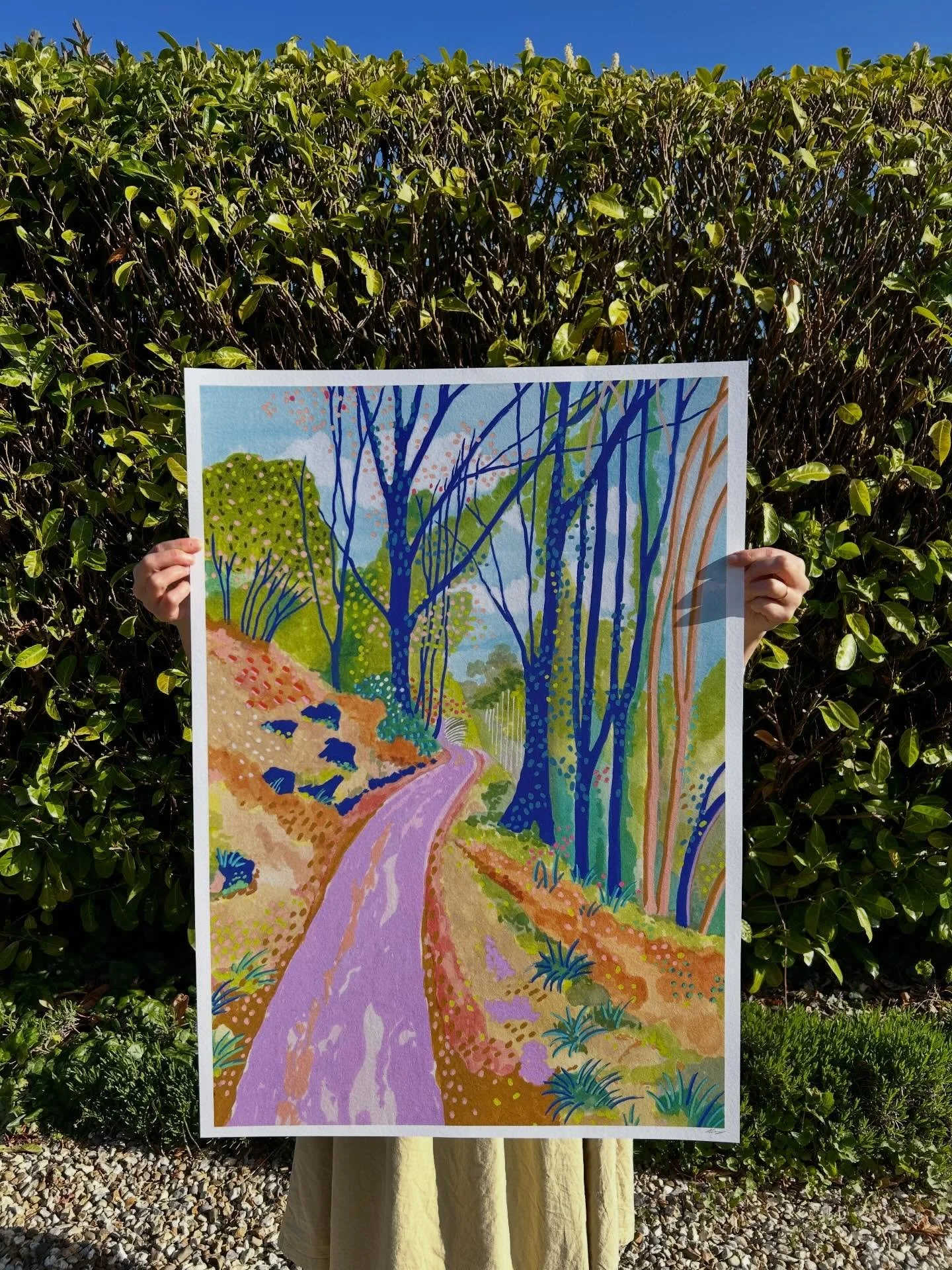 Thank you for all of your recent orders. I&rsquo;m busy packing them up now. This is a large A1 Gicl&eacute;e print of Woodland Walk which was inspired by a local walk near me in Gloucestershire. 
#posterart #markerpenart #giftableart #modernart #gif