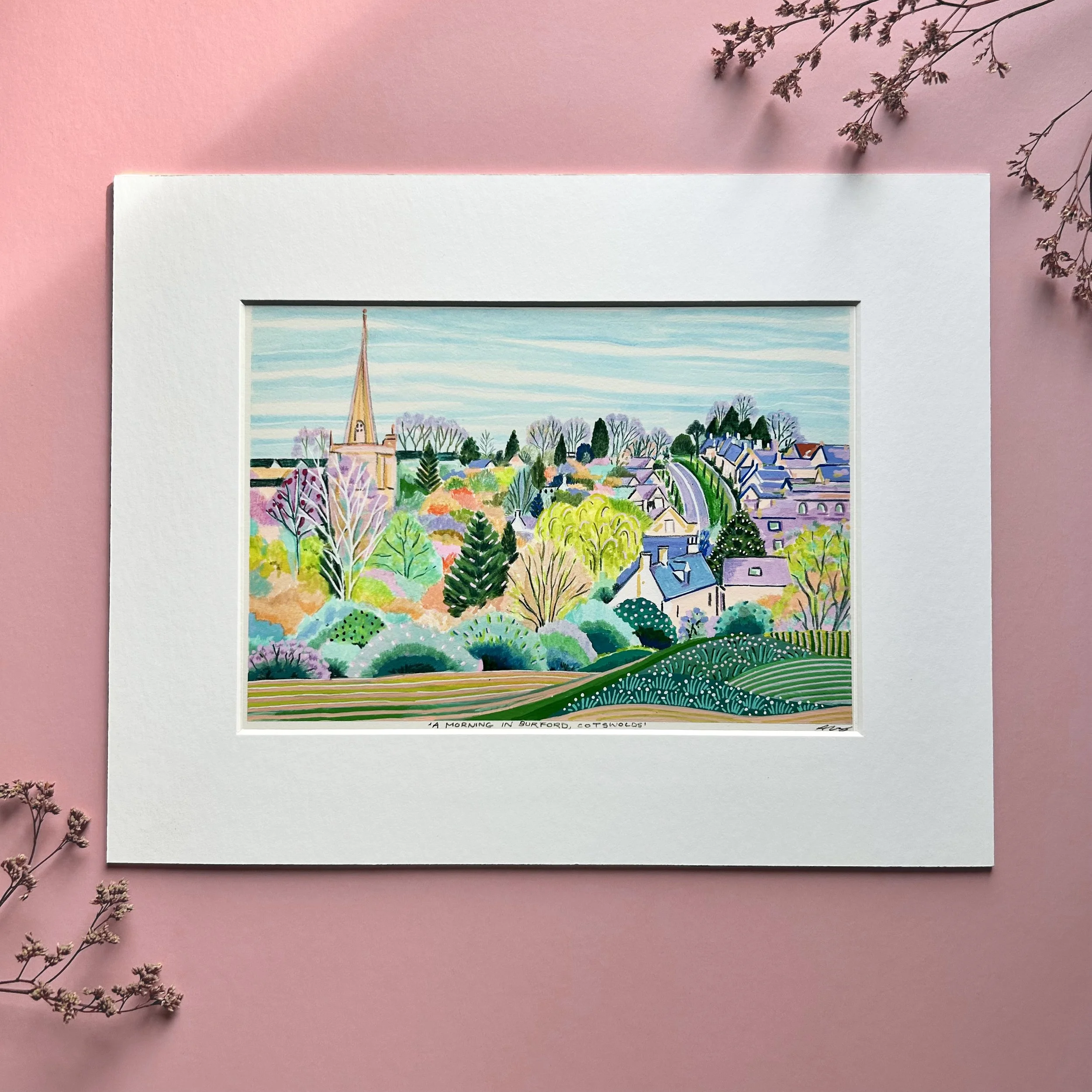 Original Artwork of A morning in Burford, Cotswolds – Alice Brisland Design
