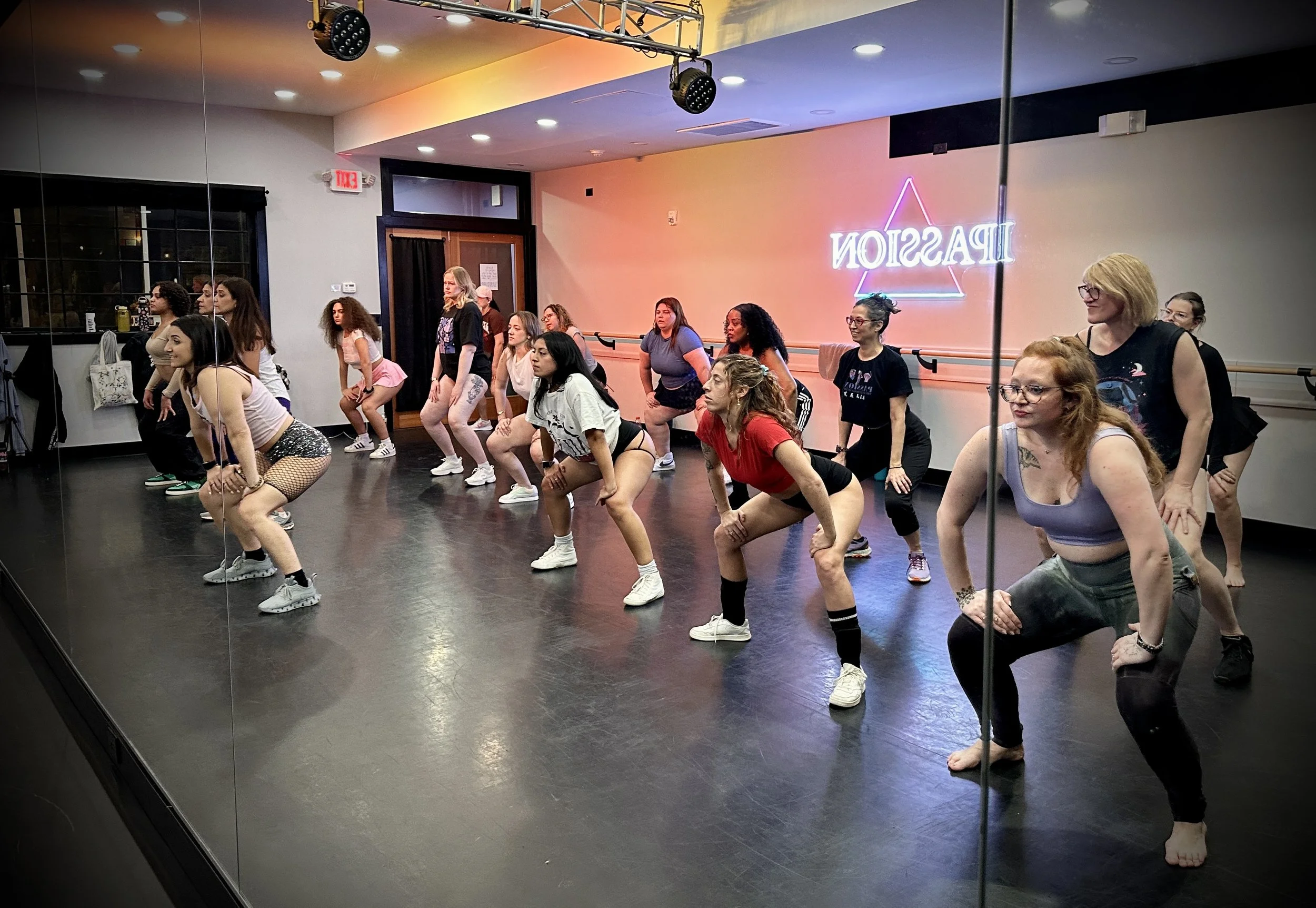 Group of women learning to twerk