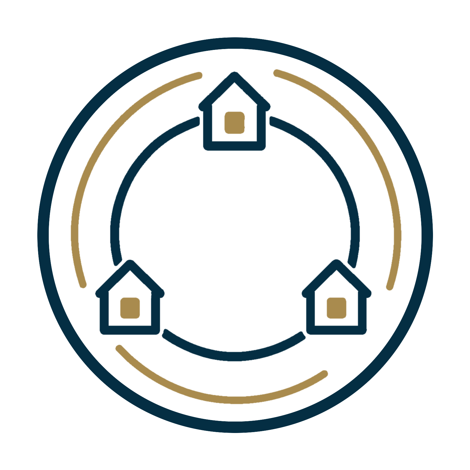 An illustrated company logo featuring a shield with a clock inside, using dark blue and gold colors.
