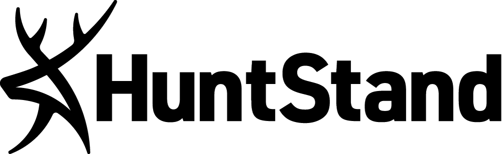 Logo with stylized marijuana leaf and the text 'HuntStang'