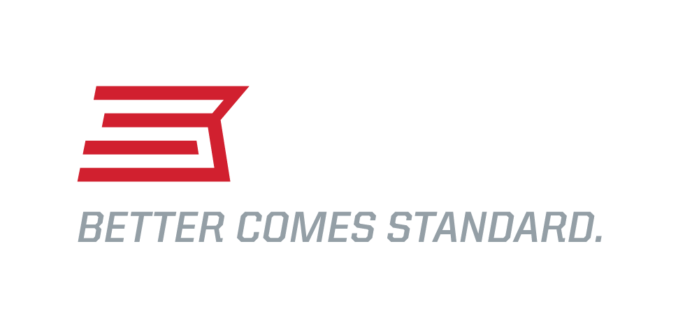 A logo with a red stylized number 3 and the text "Better Comes Standard" underneath.