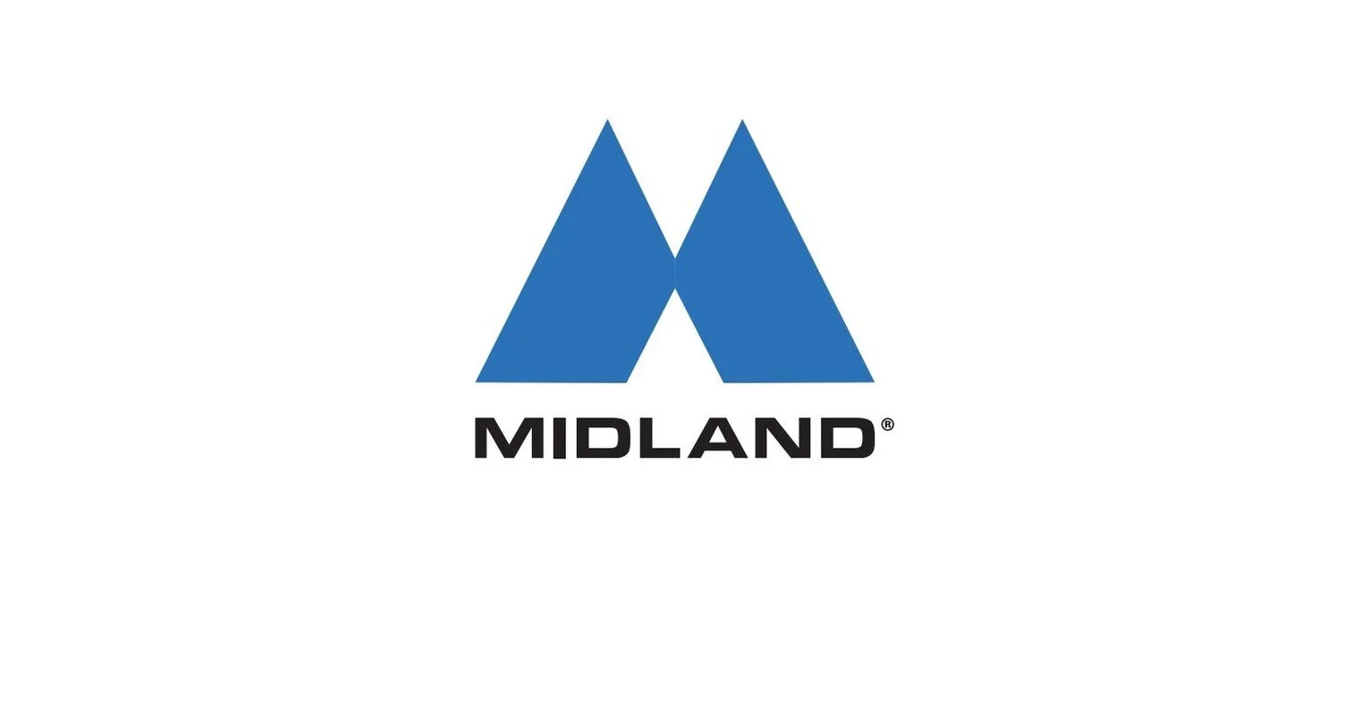 Midland logo with a stylized blue letter M and the word 'MIDLAND' in black below it.