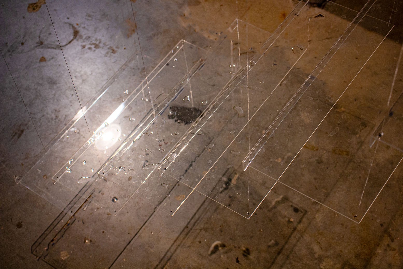 Acrylic, Fishing Weights, Monofilament,
Vaseline, Water. 124” x 24” x 78”