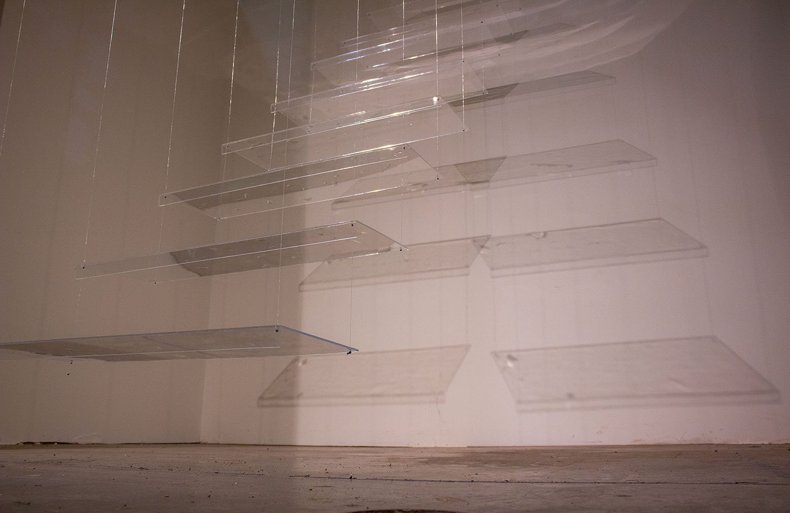 Acrylic, Fishing Weights, Monofilament,
Vaseline, Water. 124” x 24” x 78”