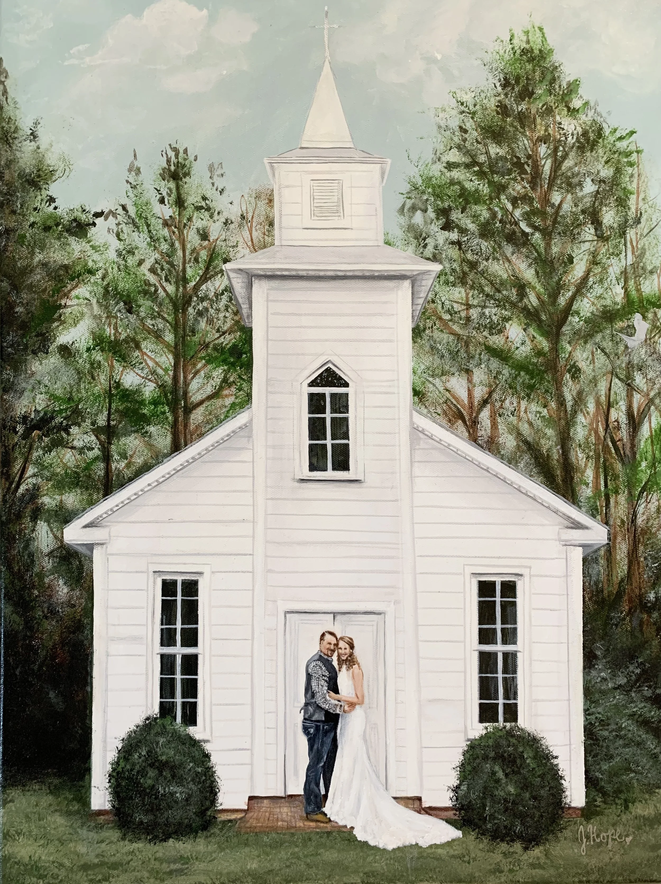 Laurie’s customers, Evan and Kade, running down a mountain after getting married.