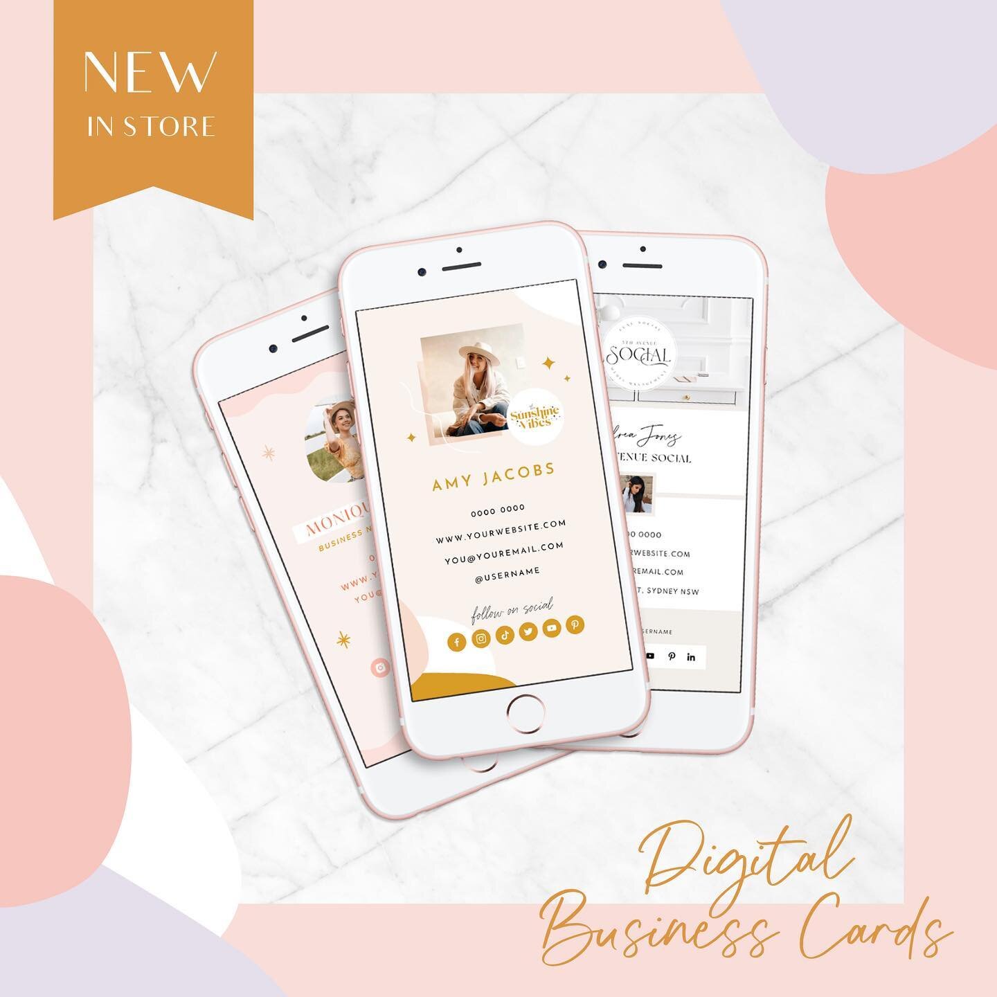 NEW ✨ Digital business card templates 💗 Always have your business card ready on your phone to send to anyone you meet, no physical cards needed! Find them in the Blog Pixie shop 👛