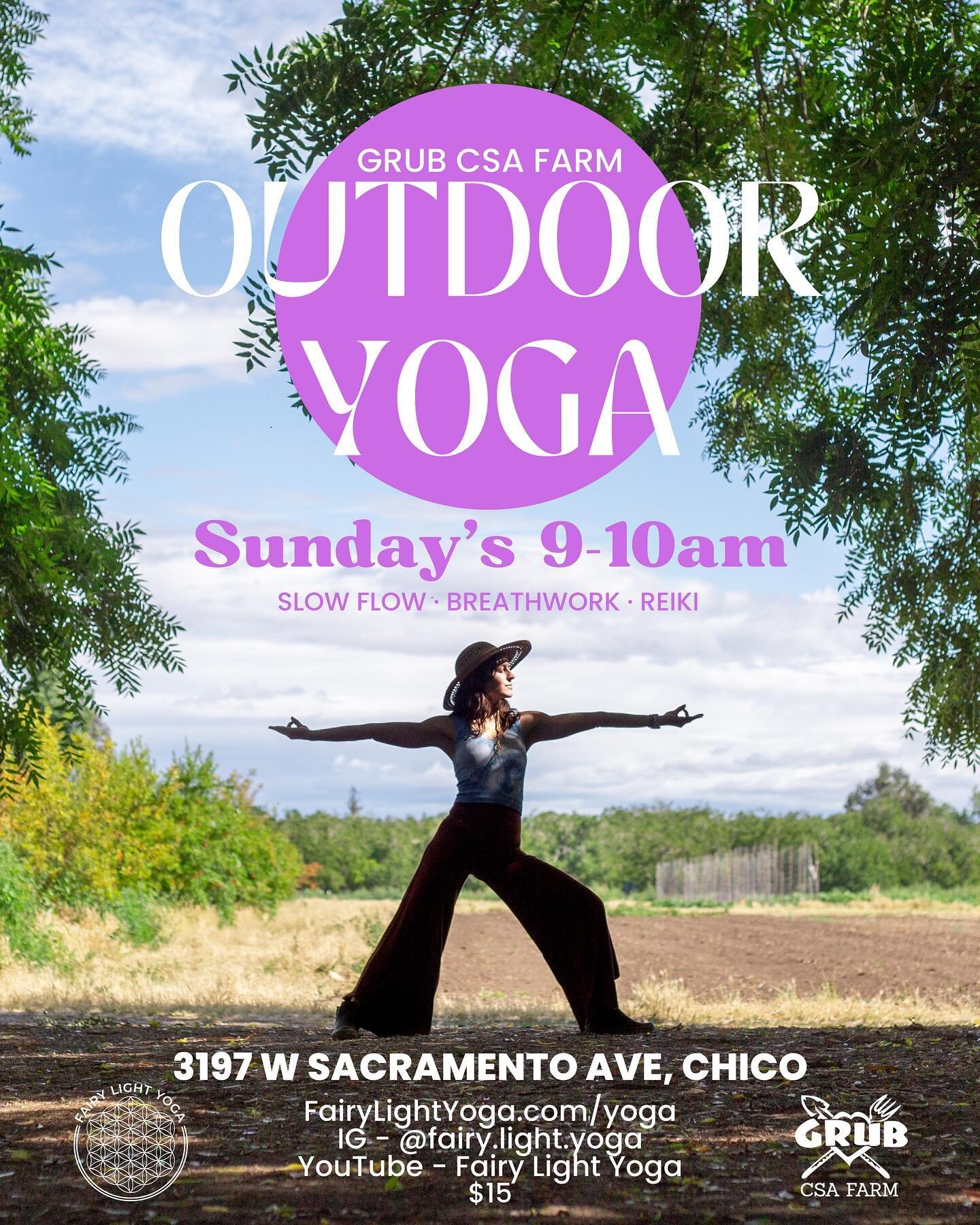 A sweet Summer Solstice to you all!
🌈🌞✨

In the spirit of sharing light and building community, I am SO EXCITED to announce I'll be hosting in-person outdoor yoga classes @grubcsafarm in Chico, CA starting June 26th!!

Every Sunday from 9-10am we w