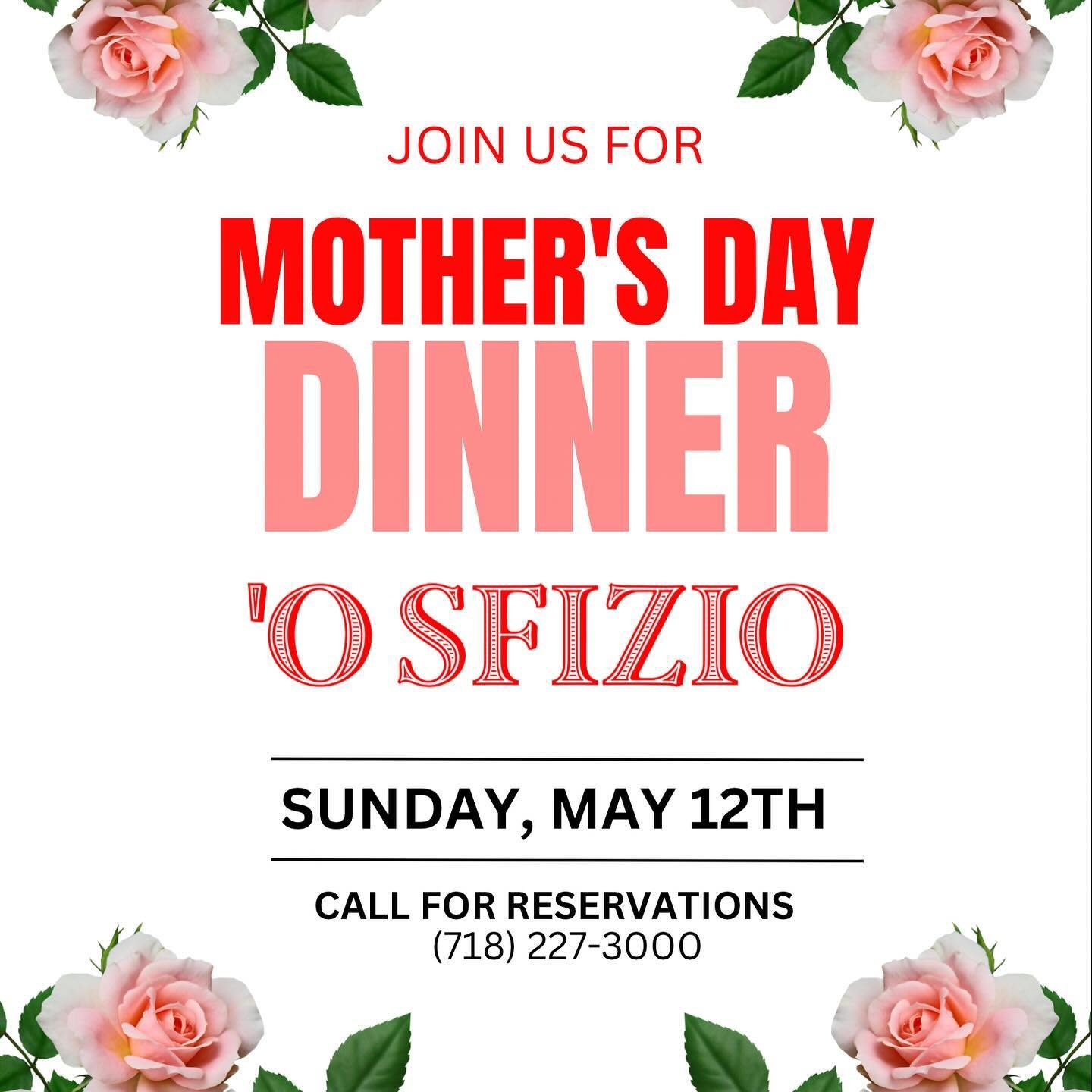 Join Us for a Special Mother&rsquo;s Day Dinner on Sunday, May 12 - Reservations Required!