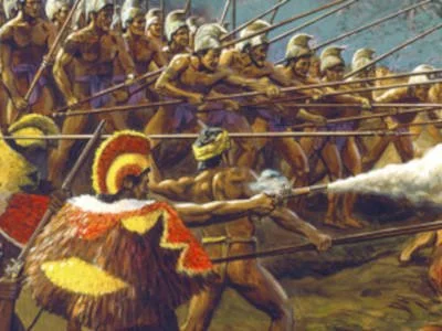 Honolulu ghost tour closeup of Kaleleake’ane - The Battle of Nuuanu, Herb Kane