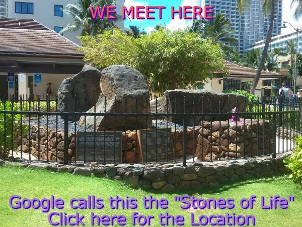 Haunted Waikiki Ghost Tour, we meet at the Wizard Stones, Kapaemahu