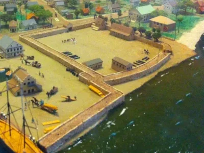 A model of the old Fort Kekuanohu where the haunted Topa Tower stands