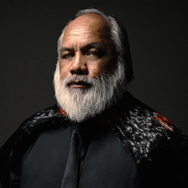 Haunted Honolulu storyteller Lopaka Kapanui wearing his ahu'ula, a feathered cape
