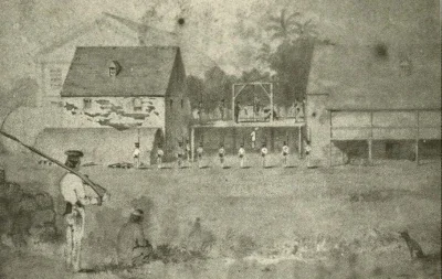Painting of Fort Kekuanohu showing the gallows