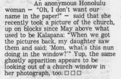 woman’s statement on seeing ghost of a nun in her picture of the Painted Church